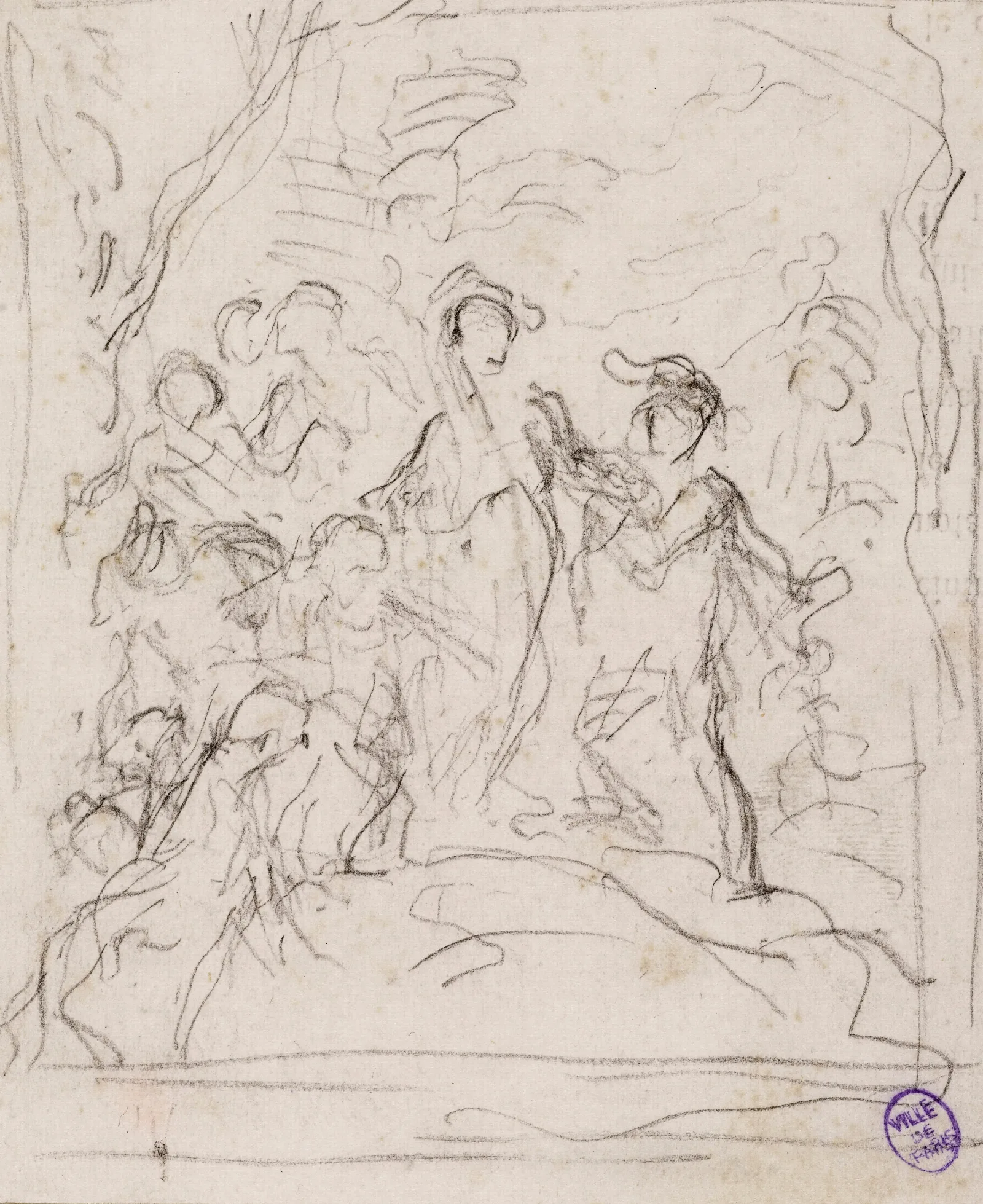 Esquisse Dun Groupe De Personnages Dans Une Foret Wall Art by Narcisse-Virgile Diaz de La Peña - Canvas Print