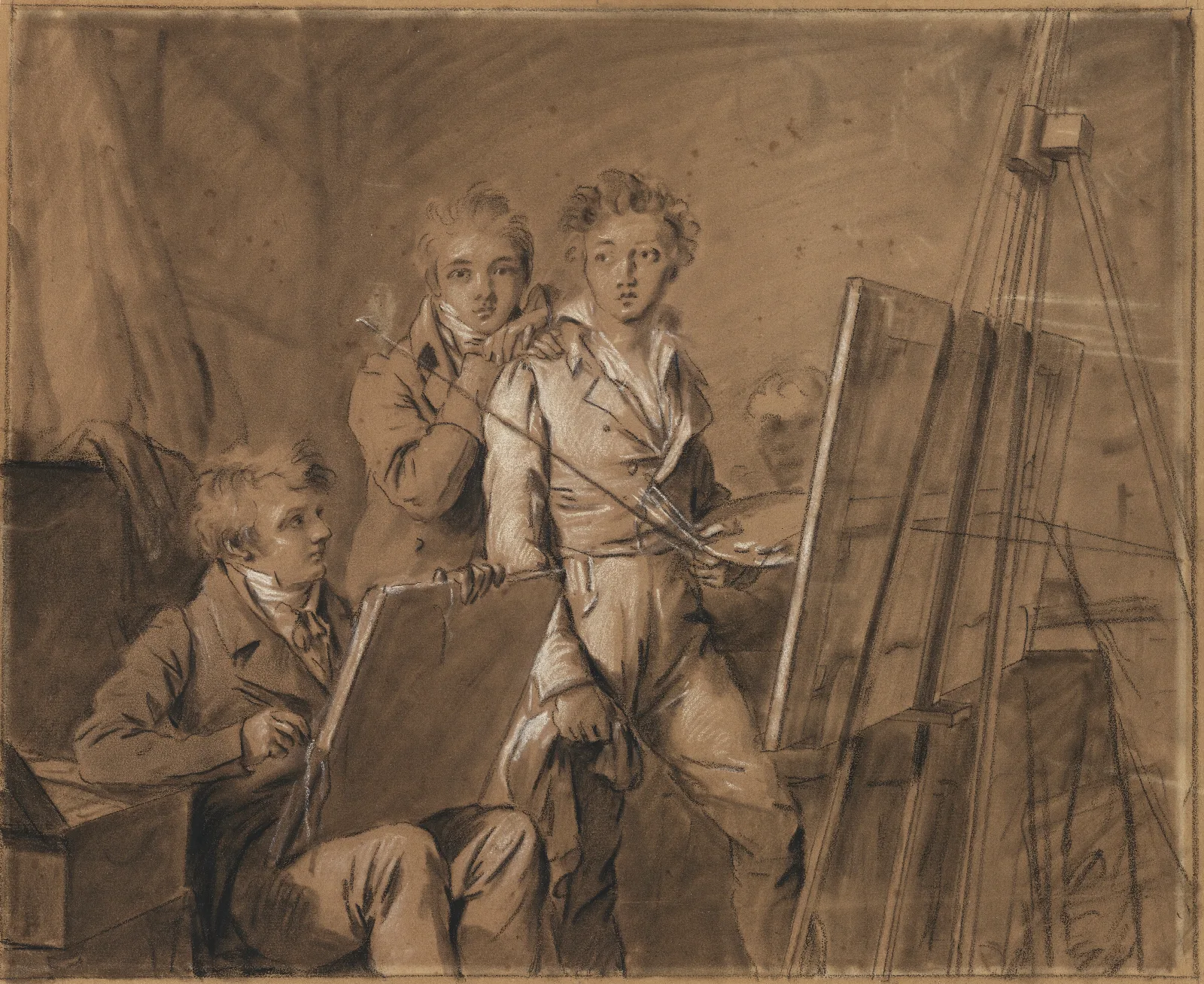 Three Young Artists In A Studio Wall Art by Louis-Léopold Boilly - Canvas Print