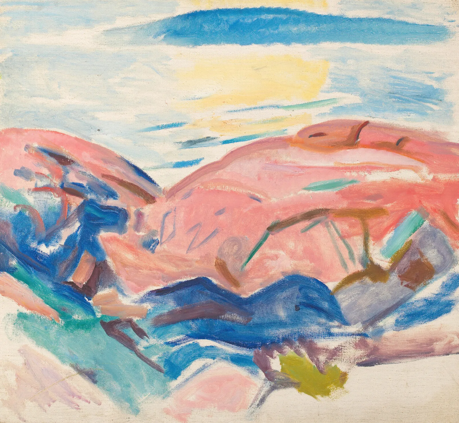 Red Rocks Wall Art by Edvard Munch - Canvas Print