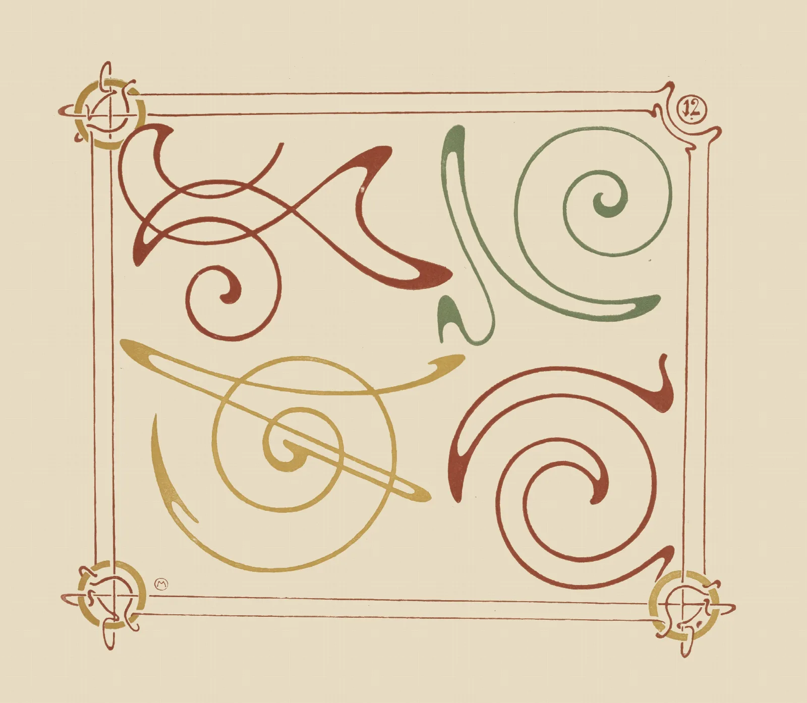 Abstract Design Based On Arabesques 3 Wall Art by Alphonse Mucha - Canvas Print