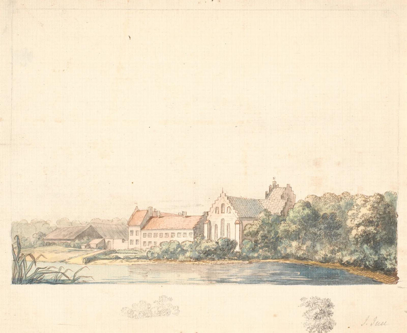 Herlufsholm Kirke Ved Susaen Wall Art by Jens Juel - Canvas Print