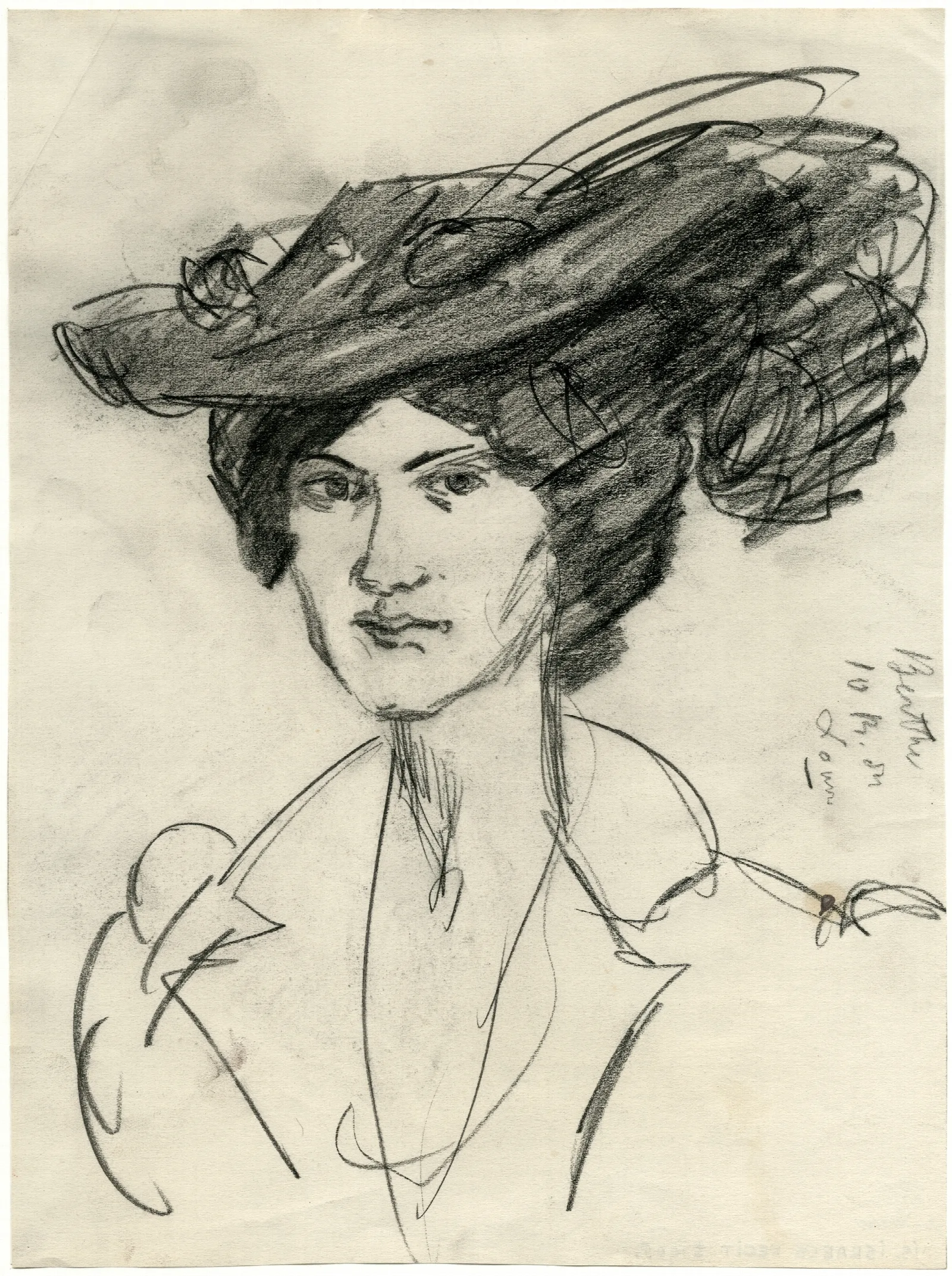 Jonge Vrouw Met Grote Hoed Berthe Wall Art by Isaac Israëls - Canvas Print