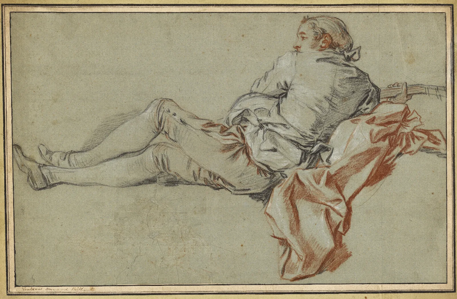 Reclining Male Figure Wall Art by François Boucher - Canvas Print
