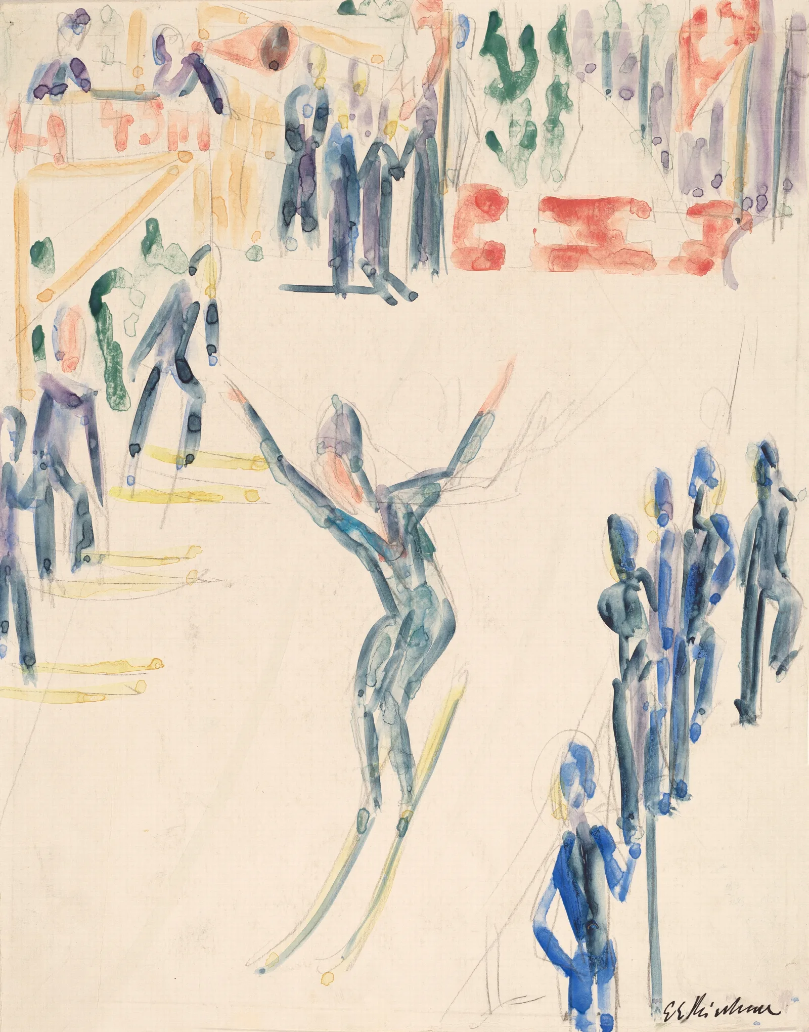 Ski Jumper 2 Wall Art by Ernst Ludwig Kirchner - Canvas Print