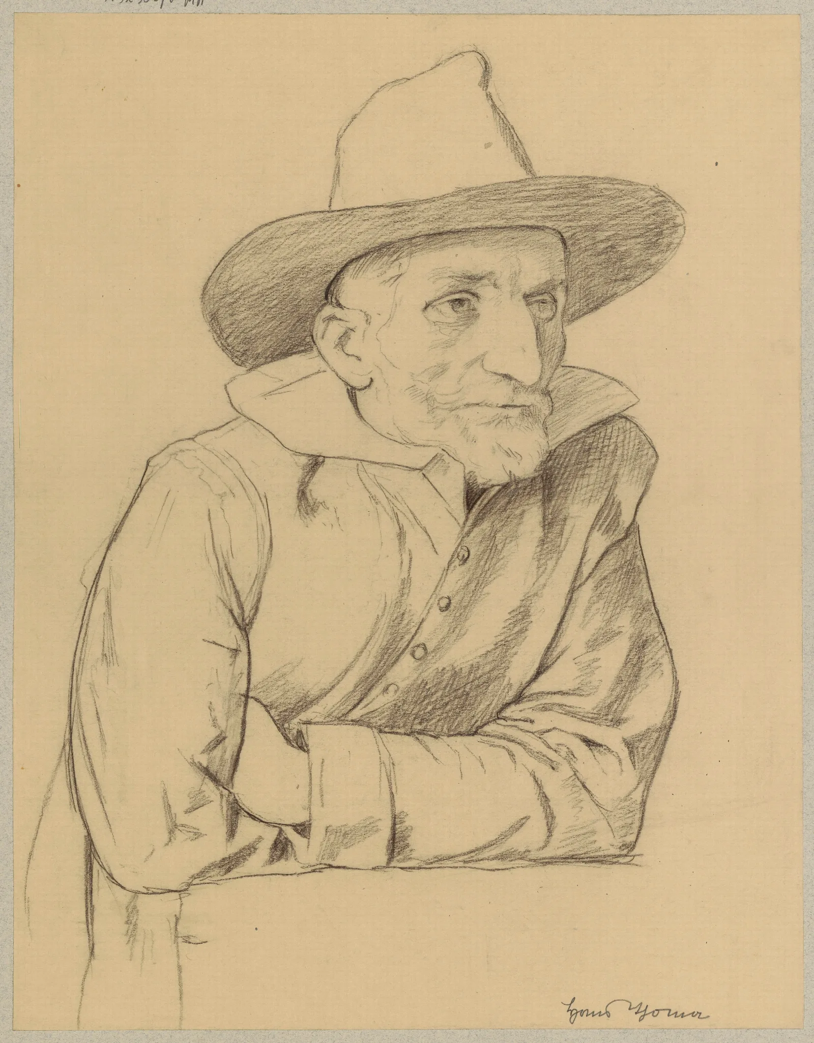 Study Of An Old Bearded Man In A Hat Wall Art by Hans Thoma - Canvas Print