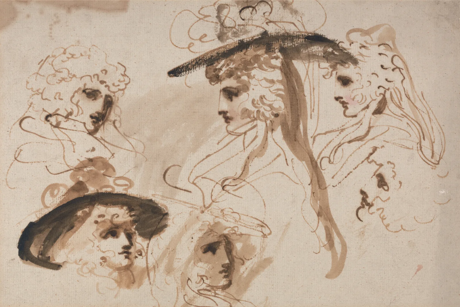 Studies For The Head Of A Lady Studies Of A Womans Head Wall Art by George Romney - Canvas Print