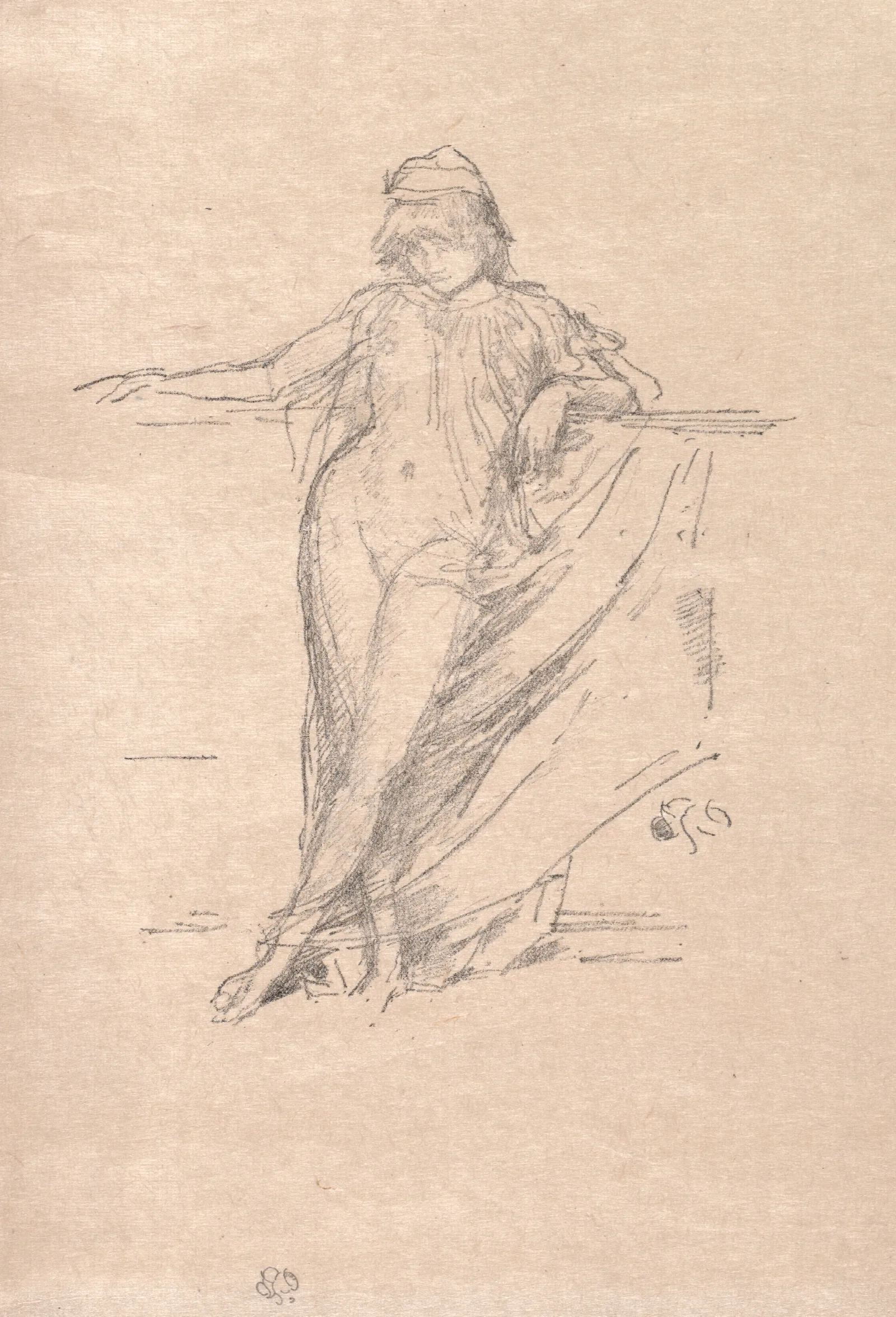 Little Draped Figure Leaning Wall Art by James Abbott McNeill Whistler - Canvas Print