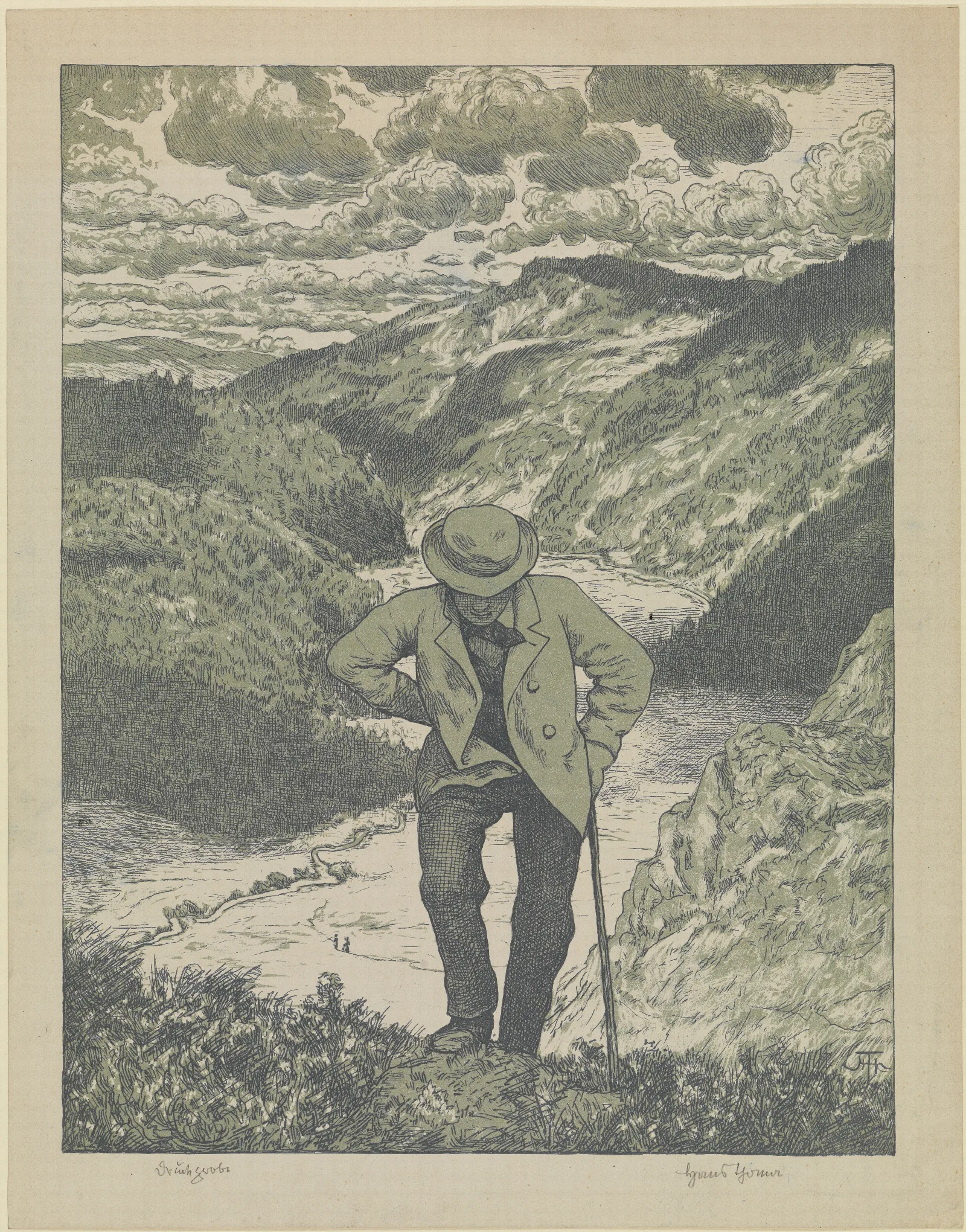 Der Wanderer Meisterblatt Wall Art by Hans Thoma - Canvas Print