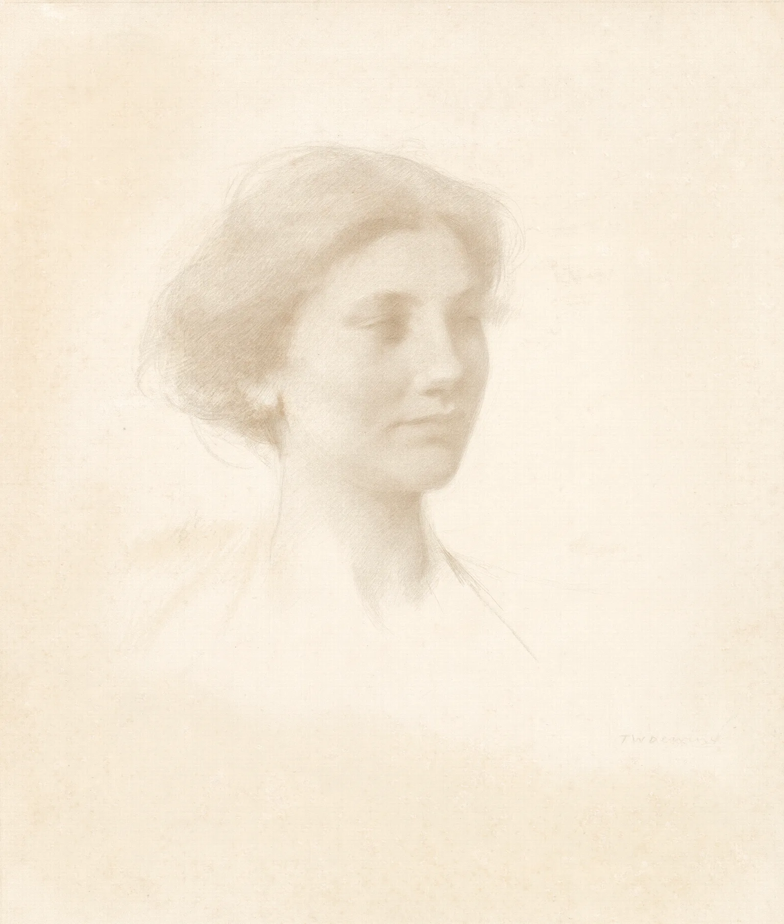 Head Of A Girl 7 Wall Art by Thomas Wilmer Dewing - Canvas Print