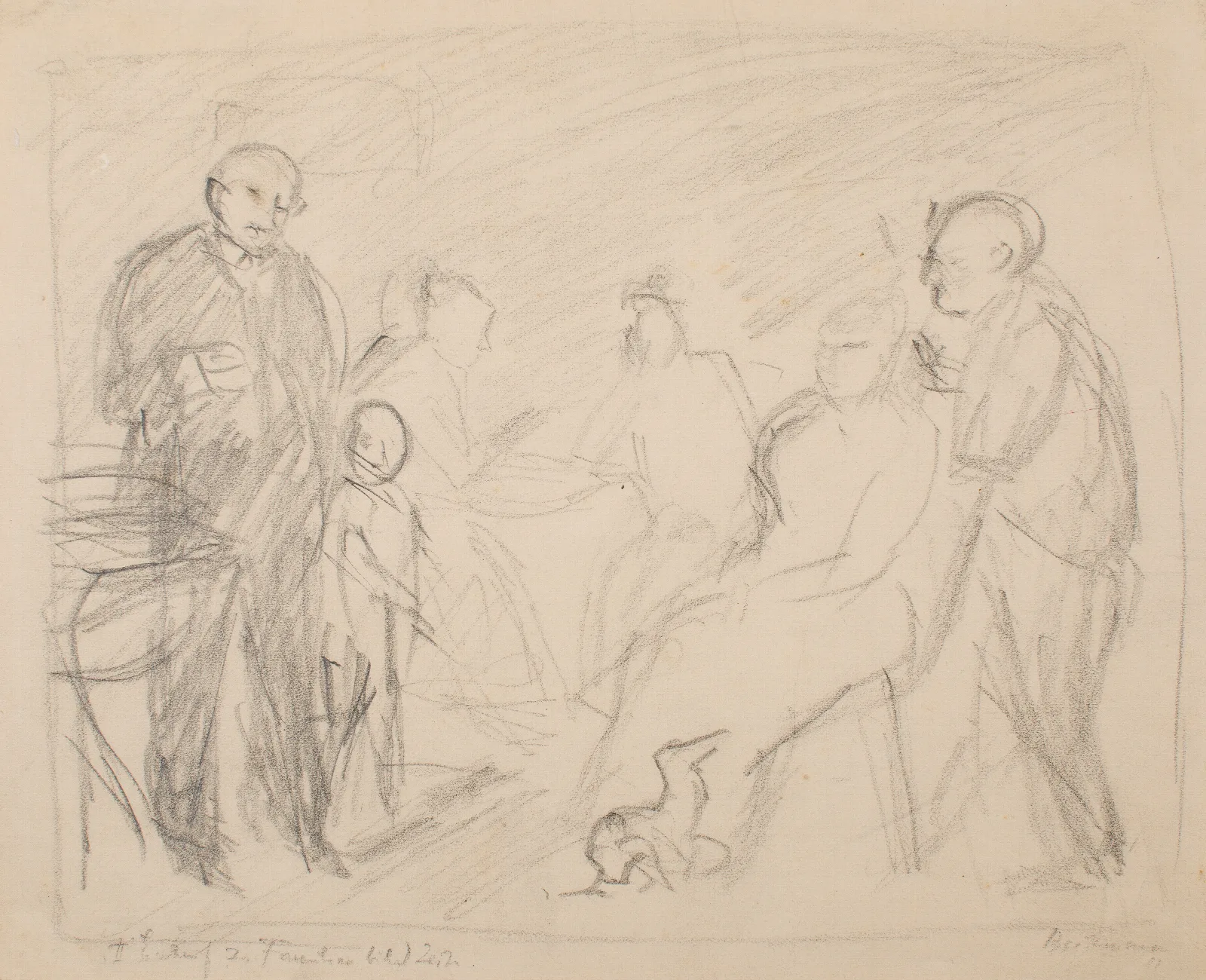 Second Sketch For Zech Family Portrait Wall Art by Max Beckmann - Canvas Print