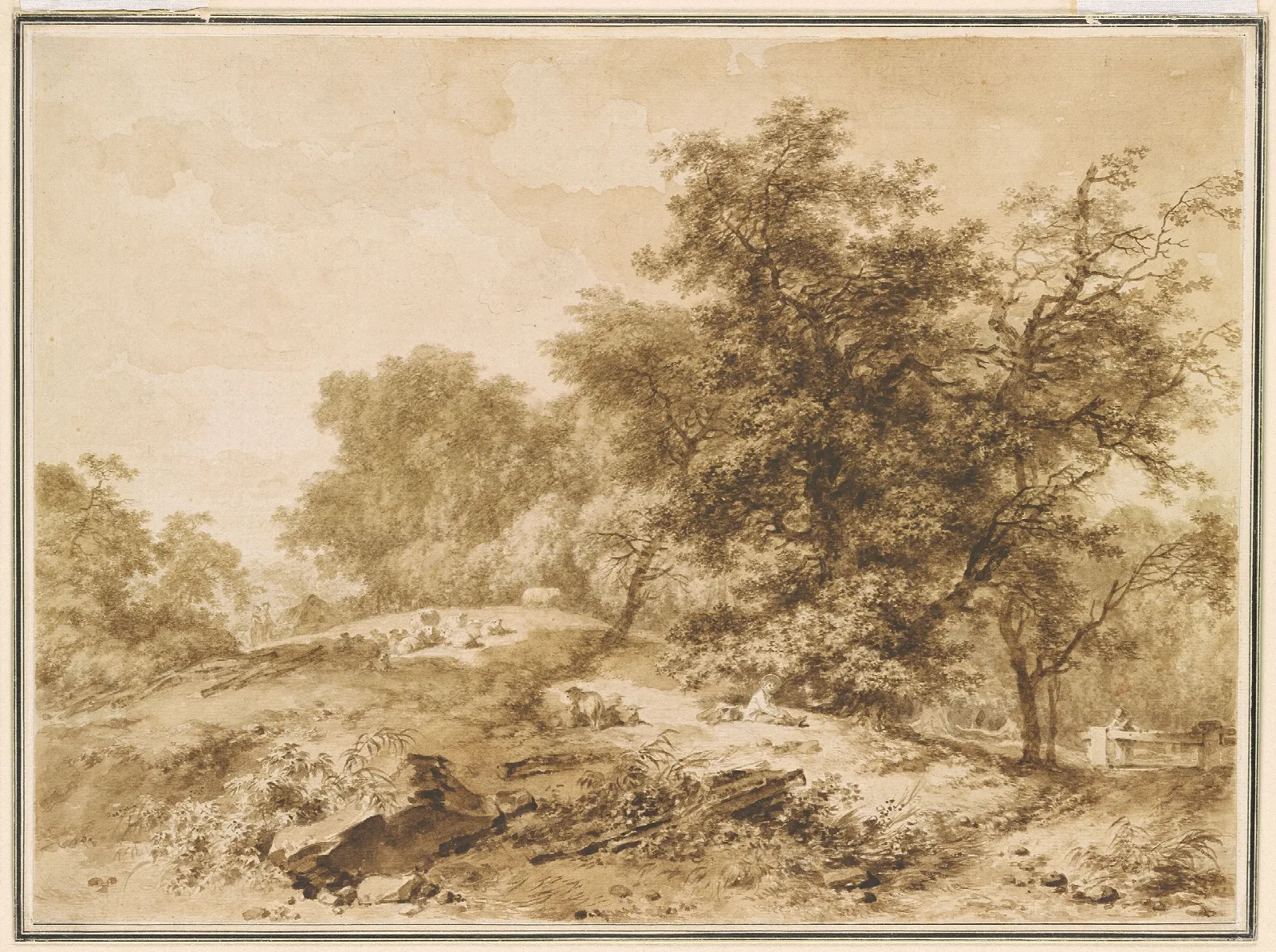 Landscape With Flocks And Trees Wall Art by Jean-Honoré Fragonard - Canvas Print