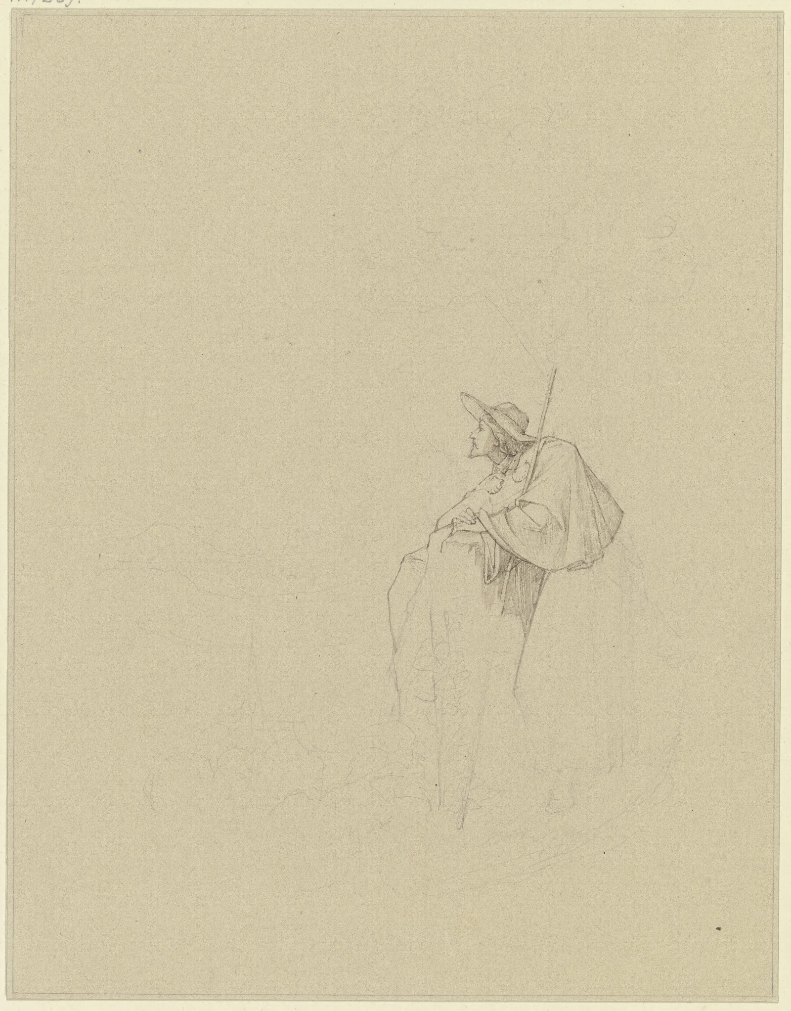 Pilgrim Looking Into The Valley Wall Art by Eduard von Steinle - Canvas Print
