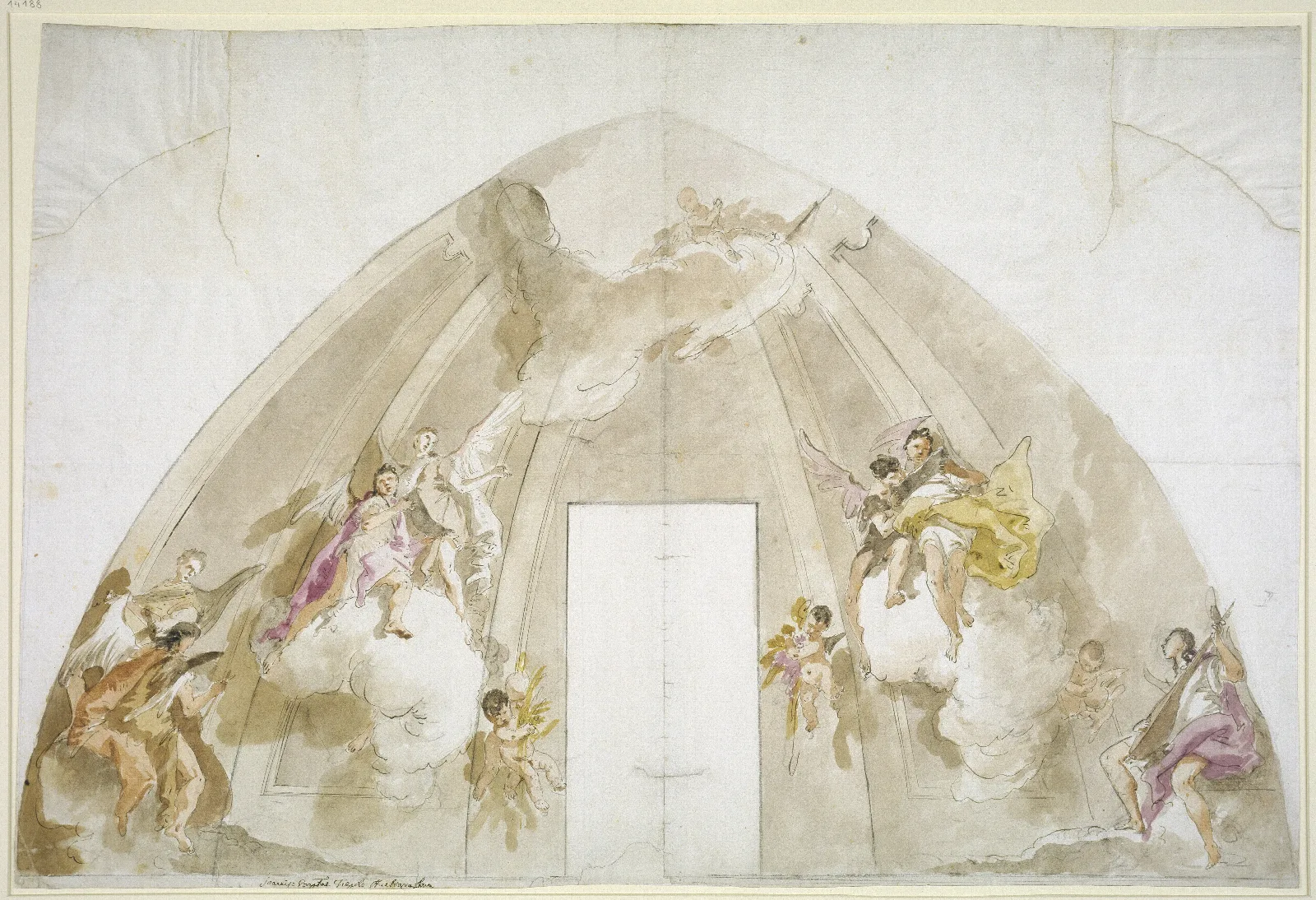 Singing And Music Making Angels Preparatory Drawing For The Ceiling Of Udine Cathedral Wall Art by Giovanni Battista Tiepolo - Canvas Print