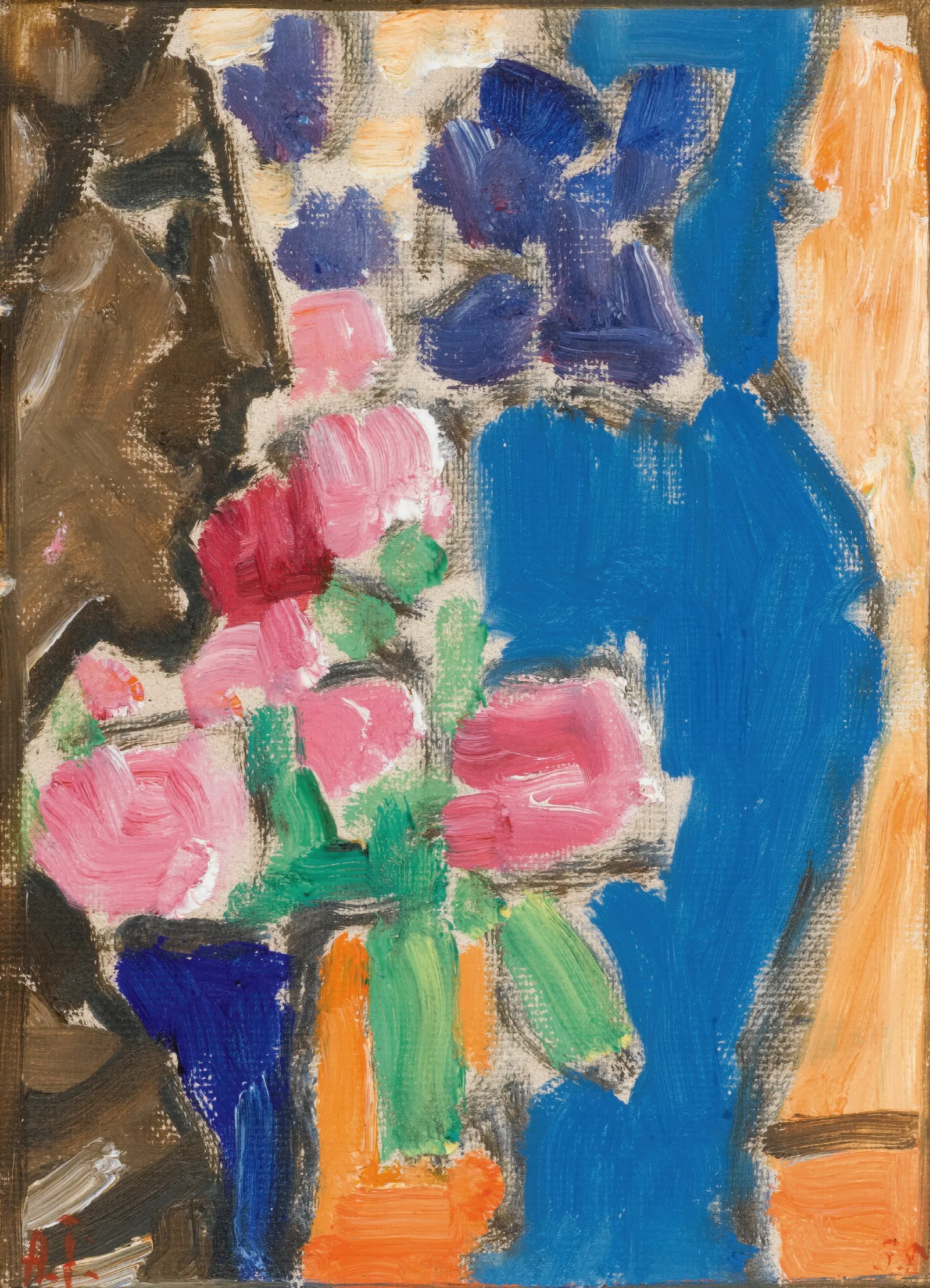 Still Life Flower Still Life With Vase And Figure Semi Profile Wall Art by Alexej von Jawlensky - Canvas Print