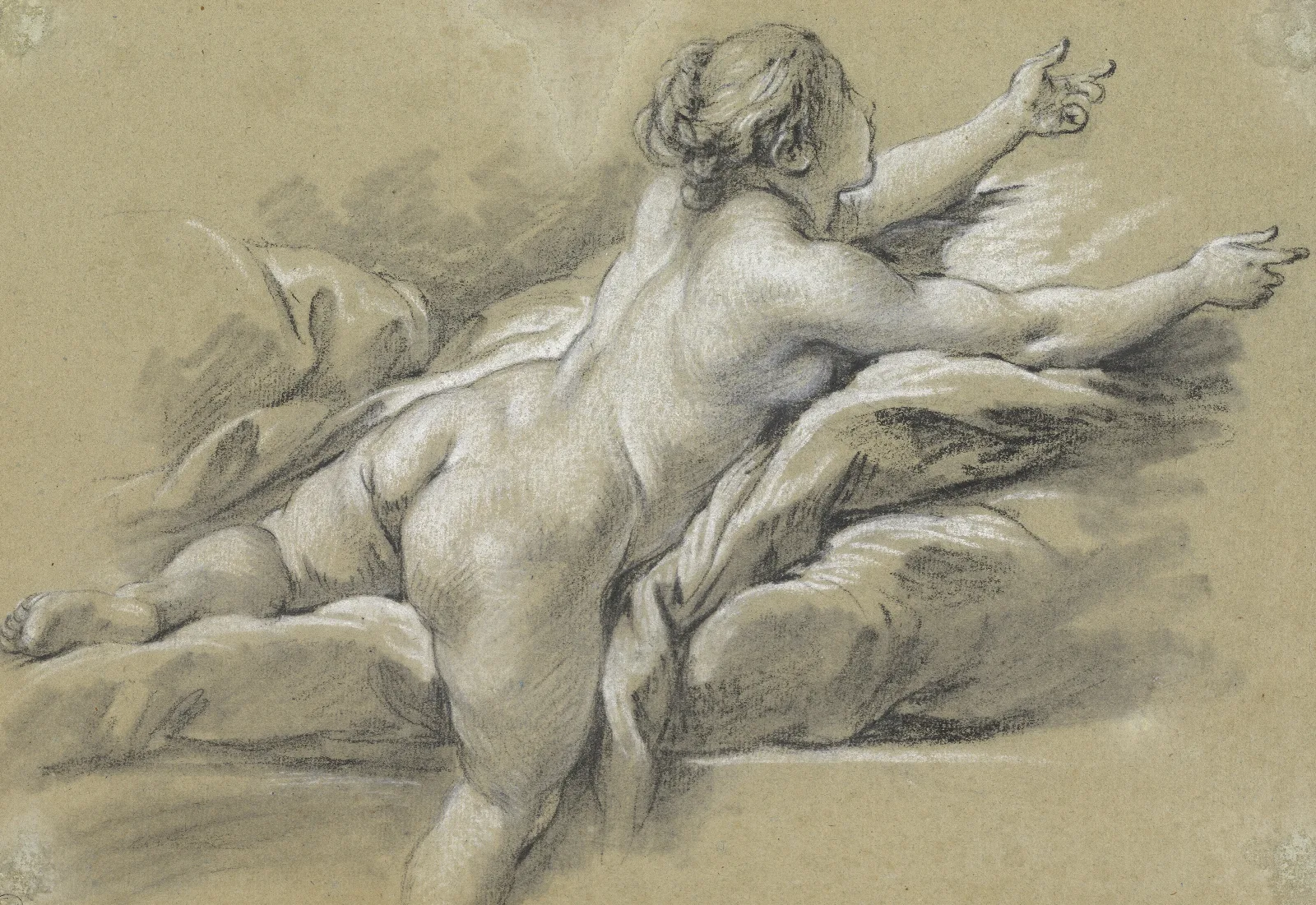 A Nude Woman Reaching To The Right Wall Art by François Boucher - Canvas Print
