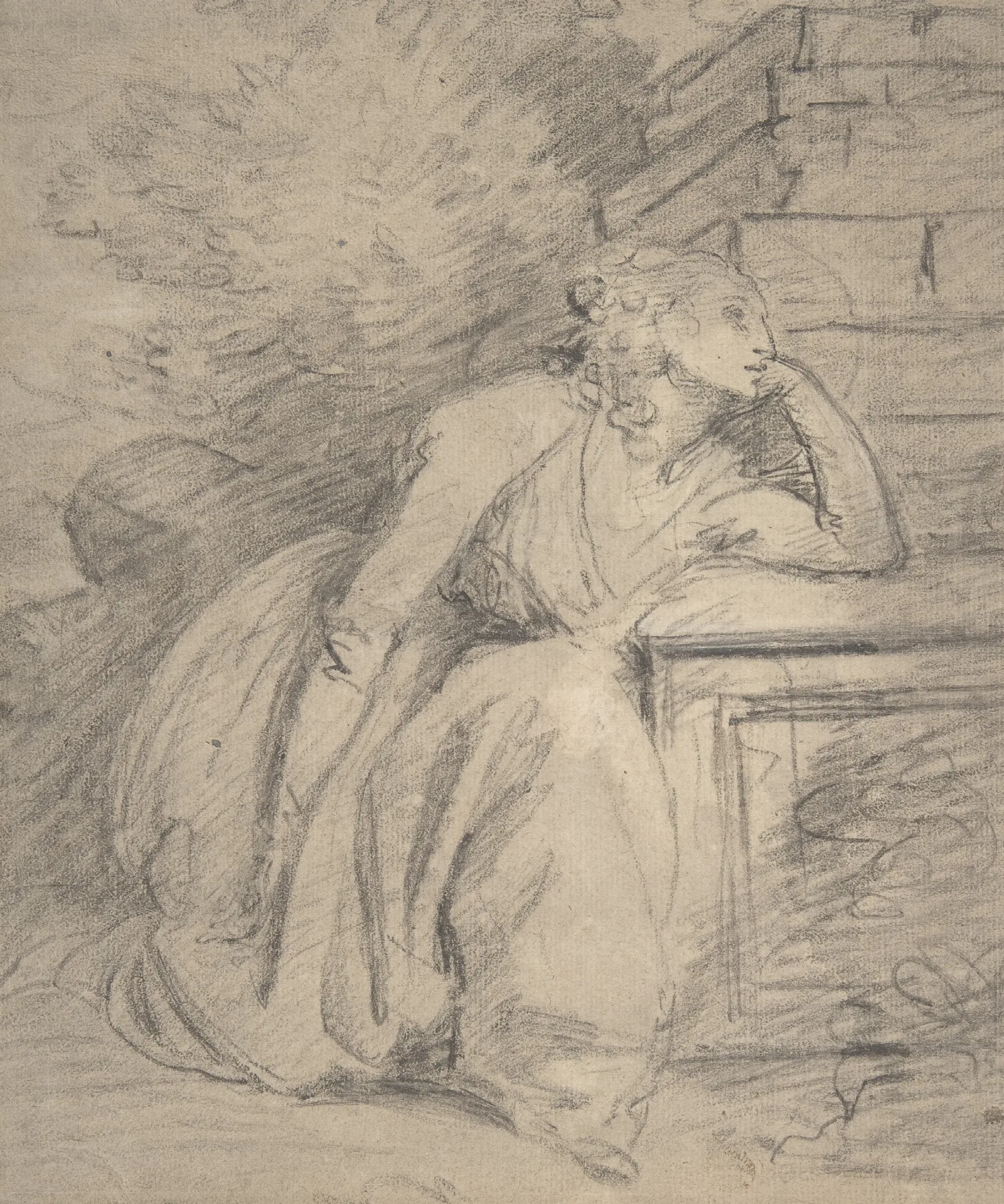 Study Of A Seated Woman 5 Wall Art by John Hoppner - Canvas Print