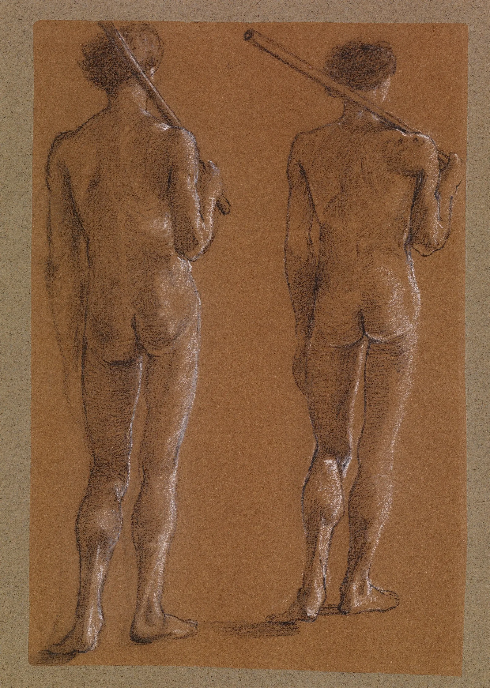 St George Series Male Nude Studies Of Two Soldiers For The Princess Led To The Dragon Wall Art by Sir Edward Coley Burne-Jones - Canvas Print