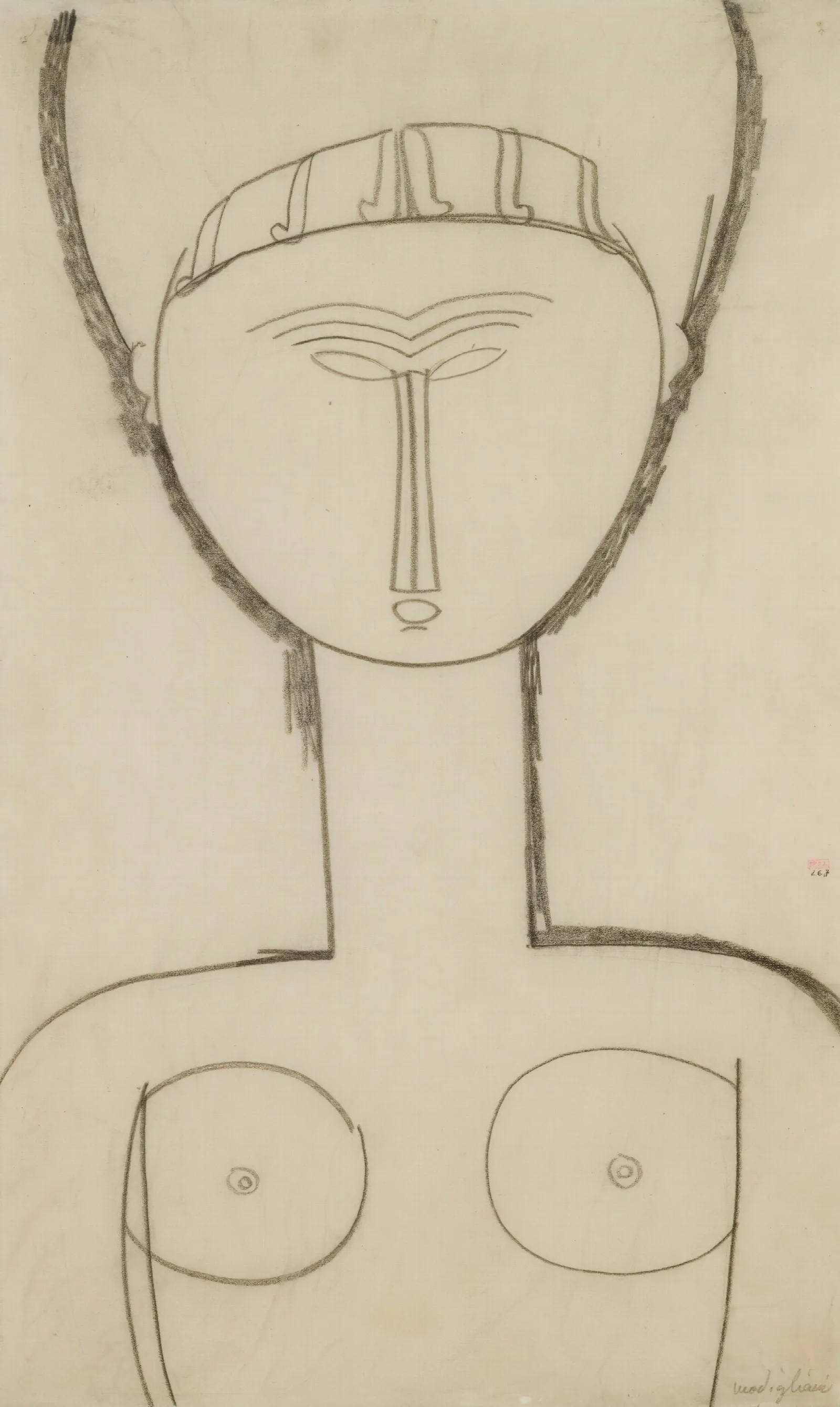 Cariatide Vue De Face Demi Figure Wall Art by Amedeo Modigliani - Canvas Print