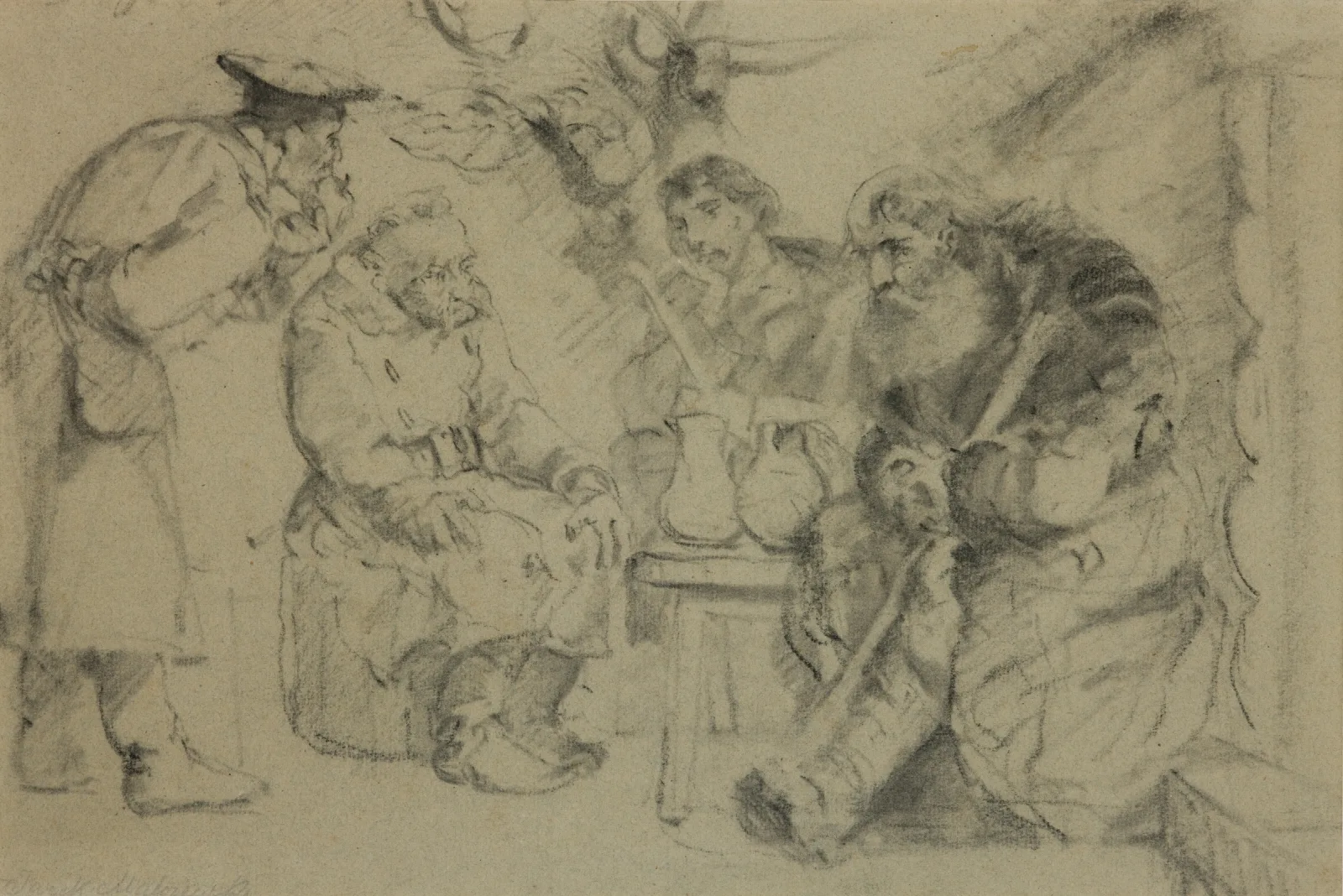 Exiles During A Meal Wall Art by Jacek Malczewski - Canvas Print