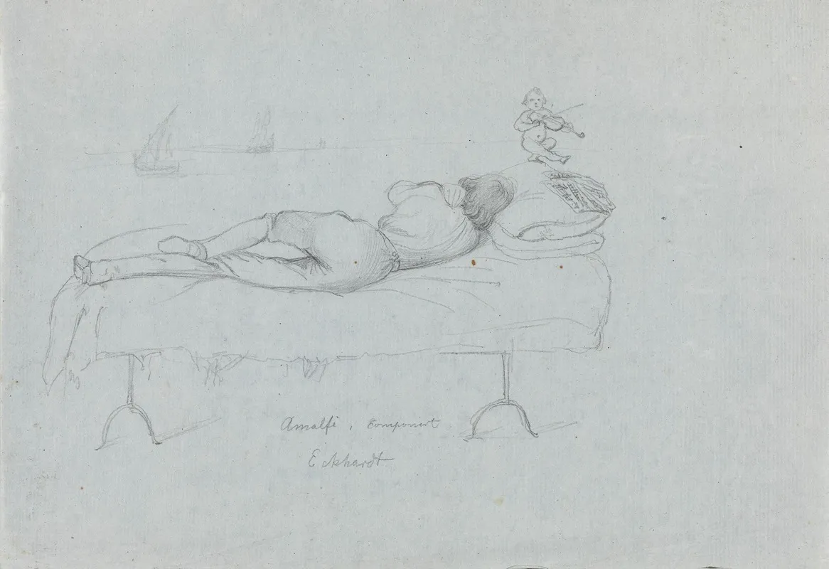 Young Man Lying In Bed Wall Art by Adolph Tidemand - Canvas Print
