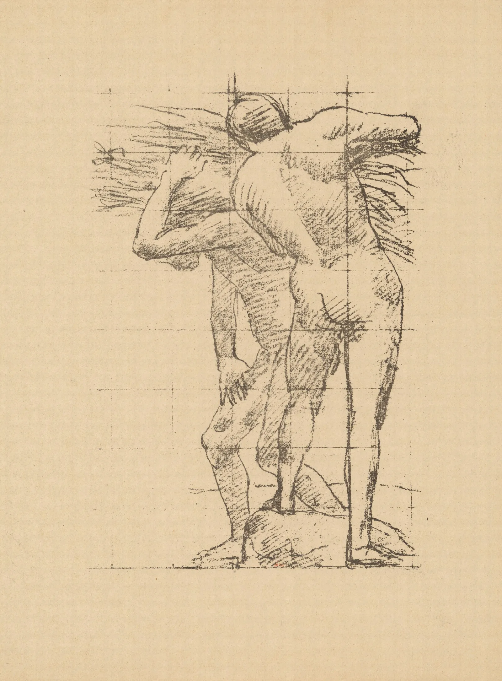 Academie Deux Hommes Nus De Dos Et De Profil Wall Art by Pierre Puvis de Chavannes - Canvas Print