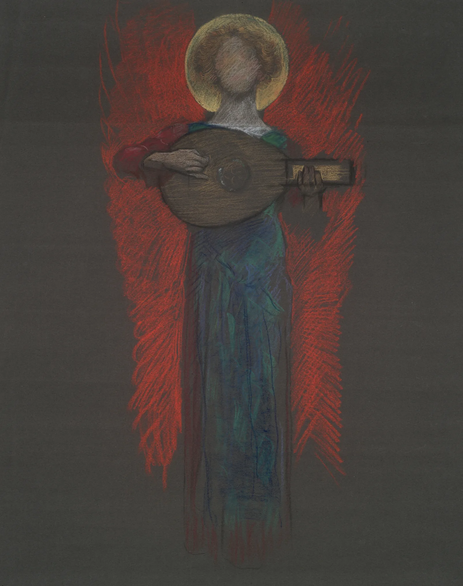 Study Angel With Musical Instrument Wall Art by Edwin Austin Abbey - Canvas Print
