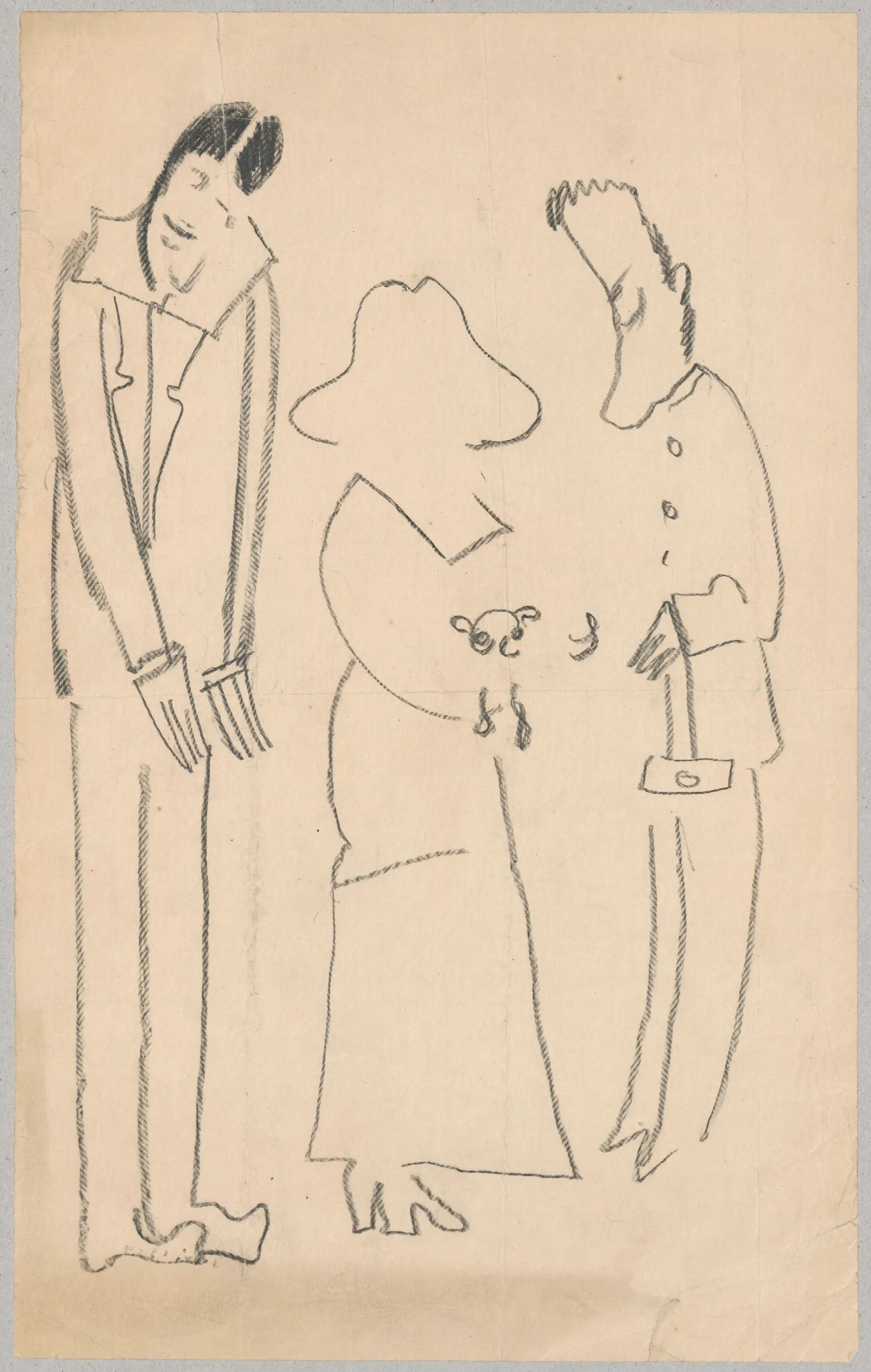 Humorous Sketches Of Three Persons Wall Art by Zygmunt Waliszewski - Canvas Print