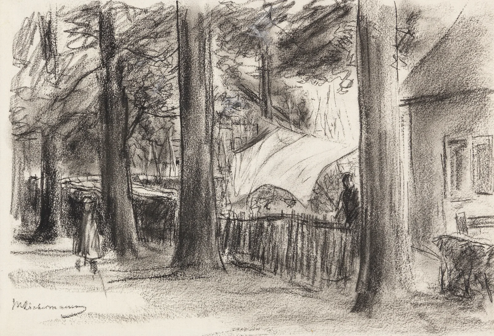 Dorfstrase Mit Alten Baumen Wall Art by Max Liebermann - Canvas Print