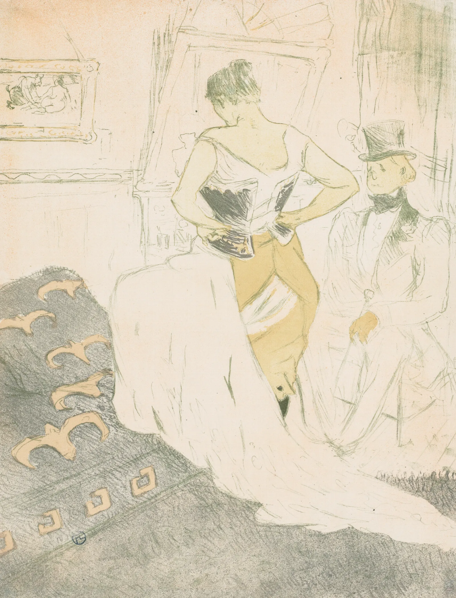 Elles Woman In A Corset 2 Wall Art by Henri de Toulouse-Lautrec - Canvas Print