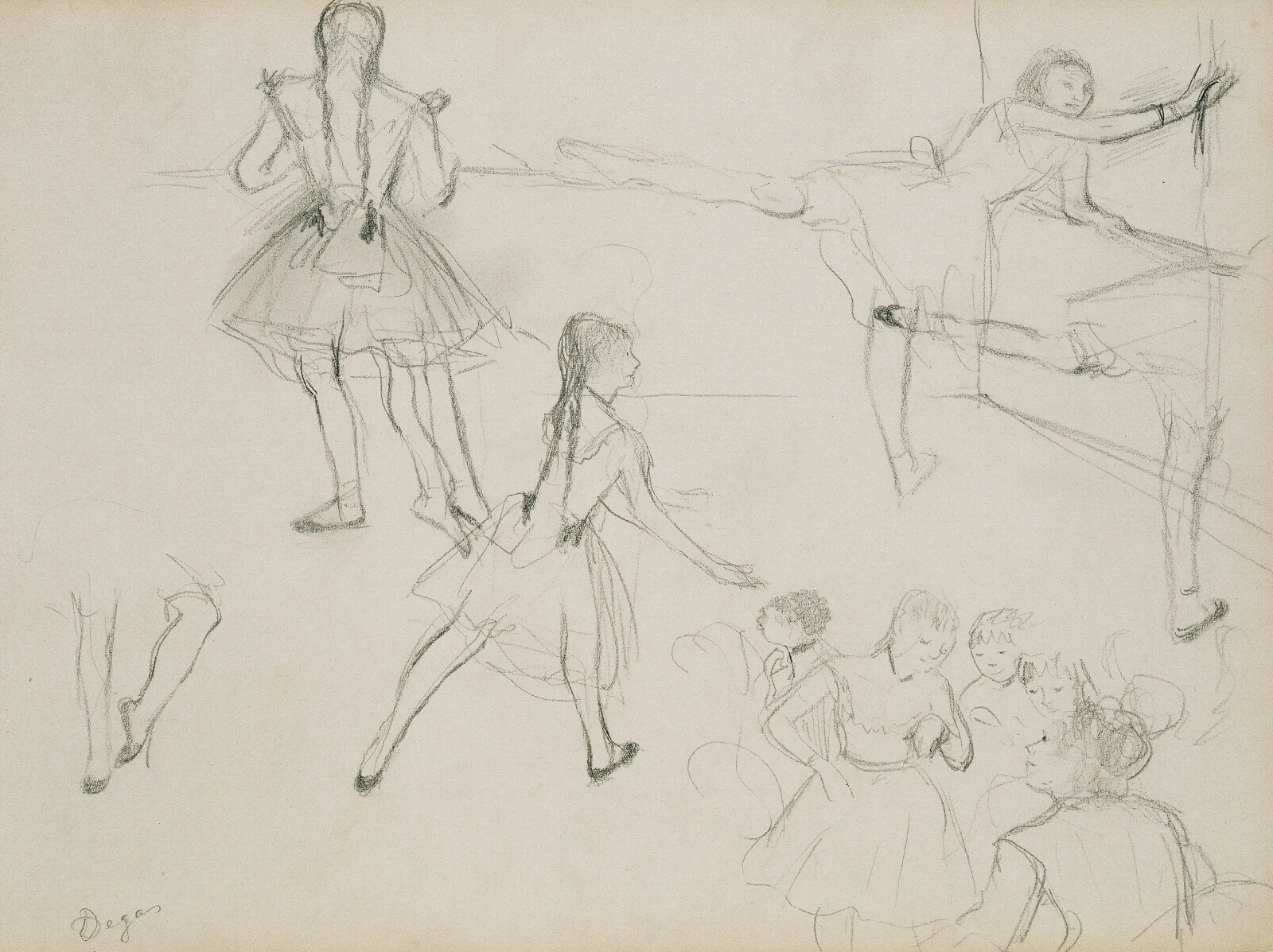 Ballet Dancers Rehearsing Wall Art by Edgar Degas - Canvas Print