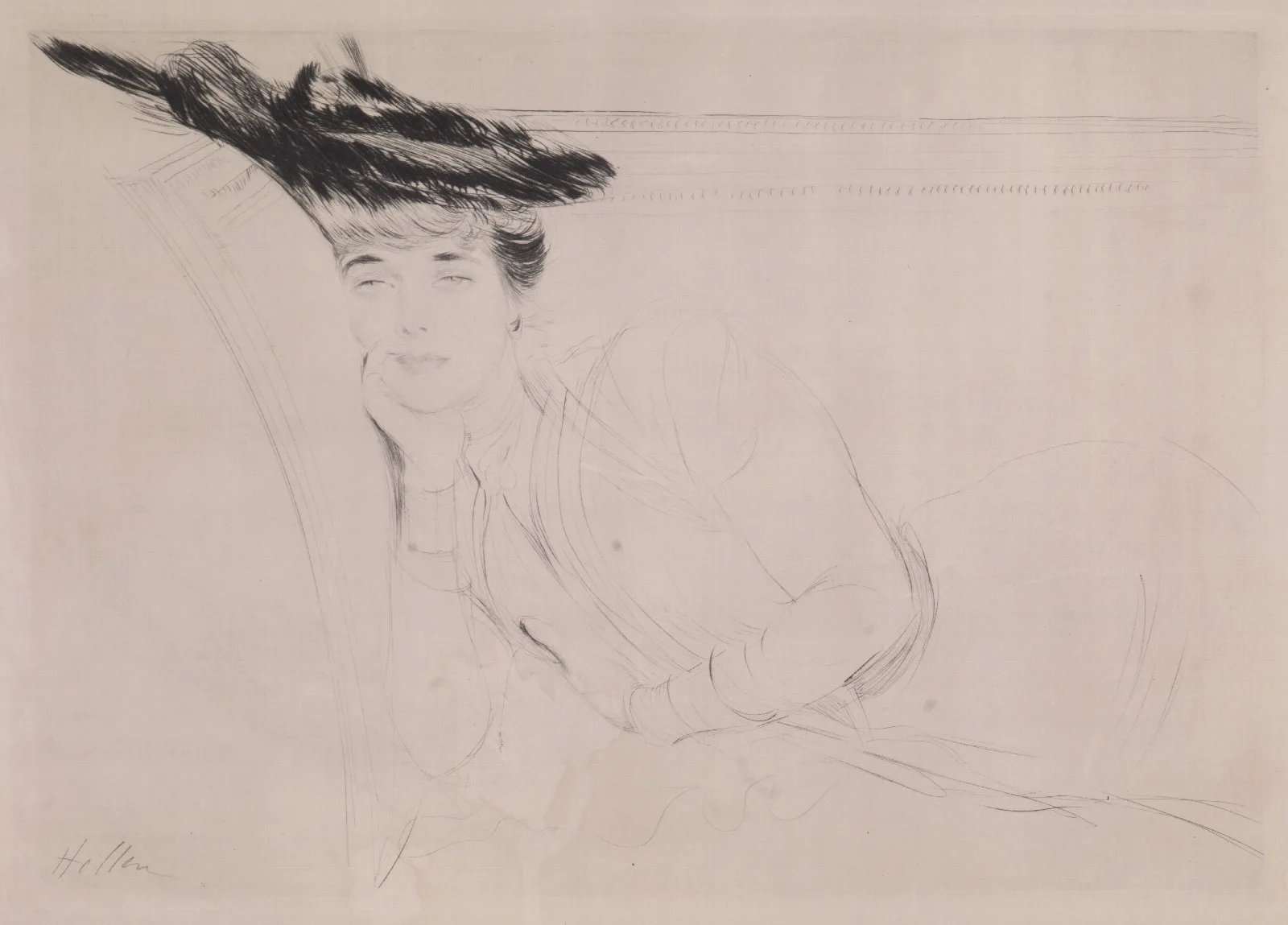 Woman Reclining On A Sofa Wall Art by Paul César Helleu - Canvas Print