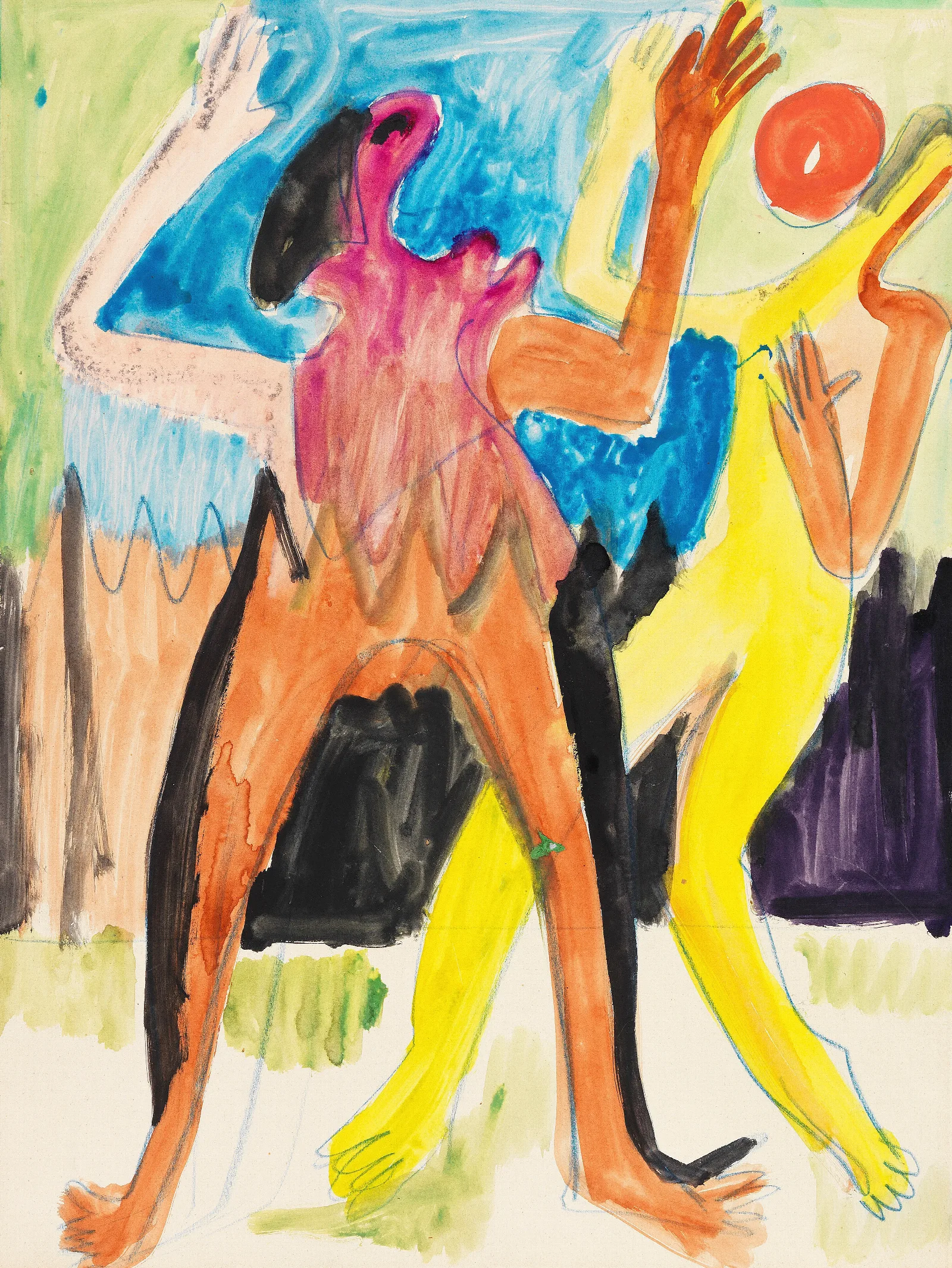 Ballspielendes Paar Wall Art by Ernst Ludwig Kirchner - Canvas Print