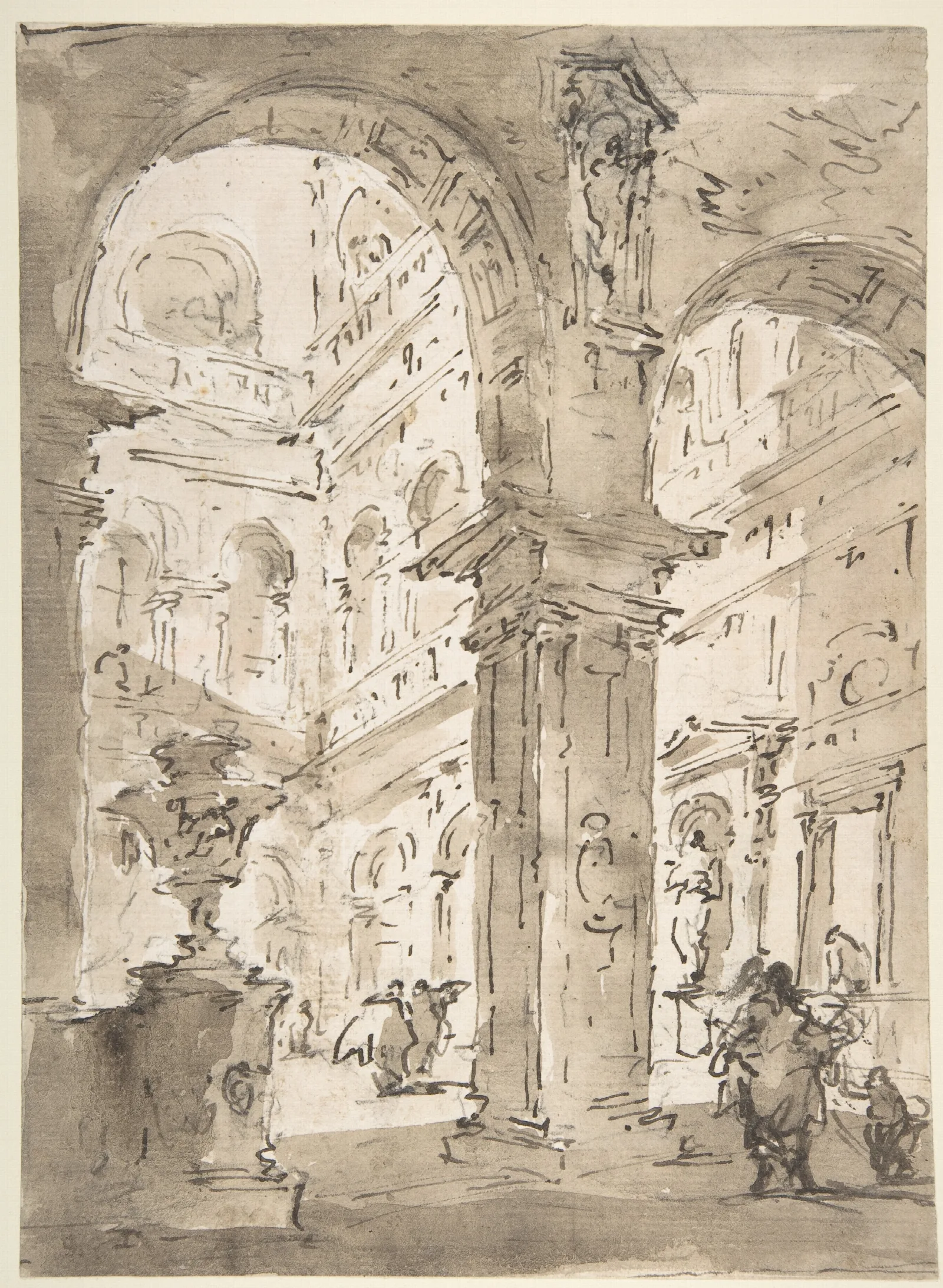 Architectural Capriccio Courtyard Of A Palace 2 Wall Art by Francesco Guardi - Canvas Print