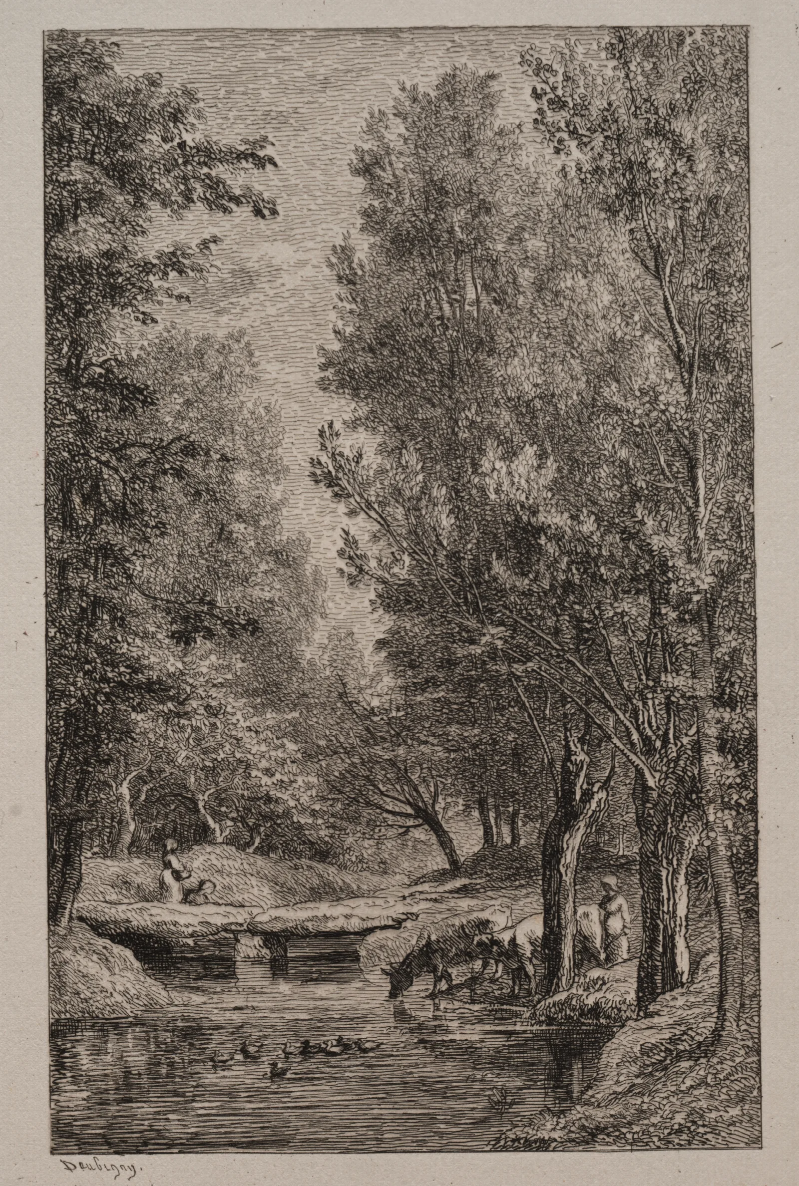 Brook In The Val Mondois Wall Art by Charles François Daubigny - Canvas Print