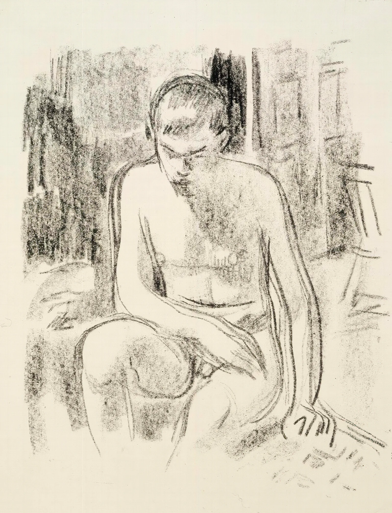 Nude Boy Seated Wall Art by Magnus Enckell - Canvas Print