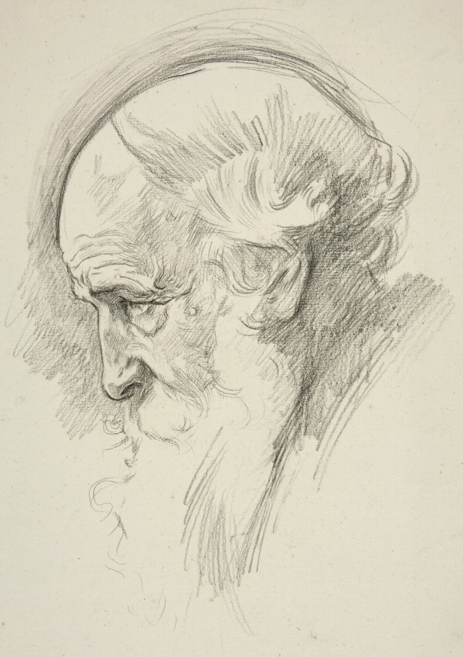 Portrait Of An Old Bearded Man In Profile Wall Art by Edwin Austin Abbey - Canvas Print