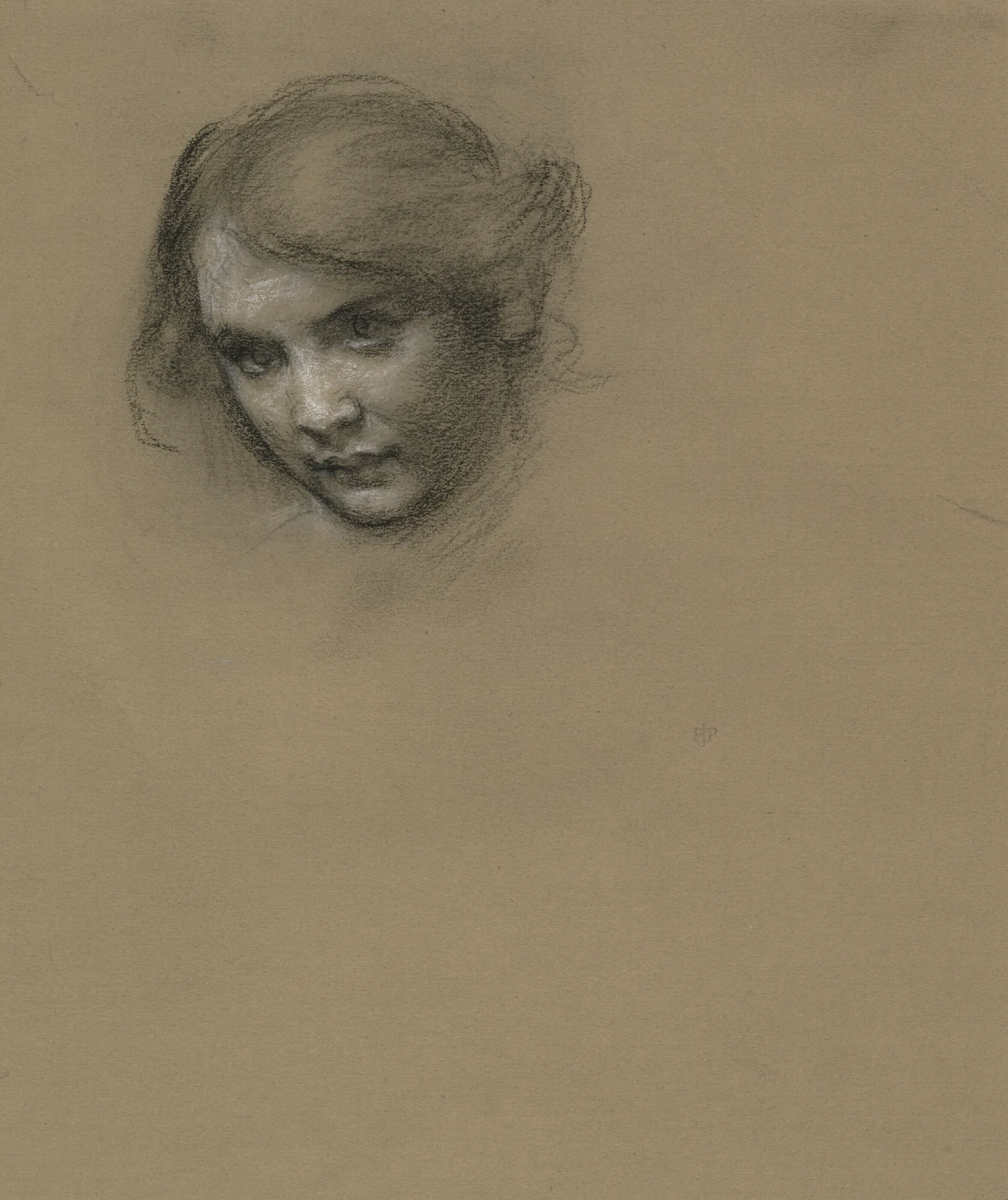 Head Study Of A Young Woman 2 Wall Art by Edward John Poynter - Canvas Print