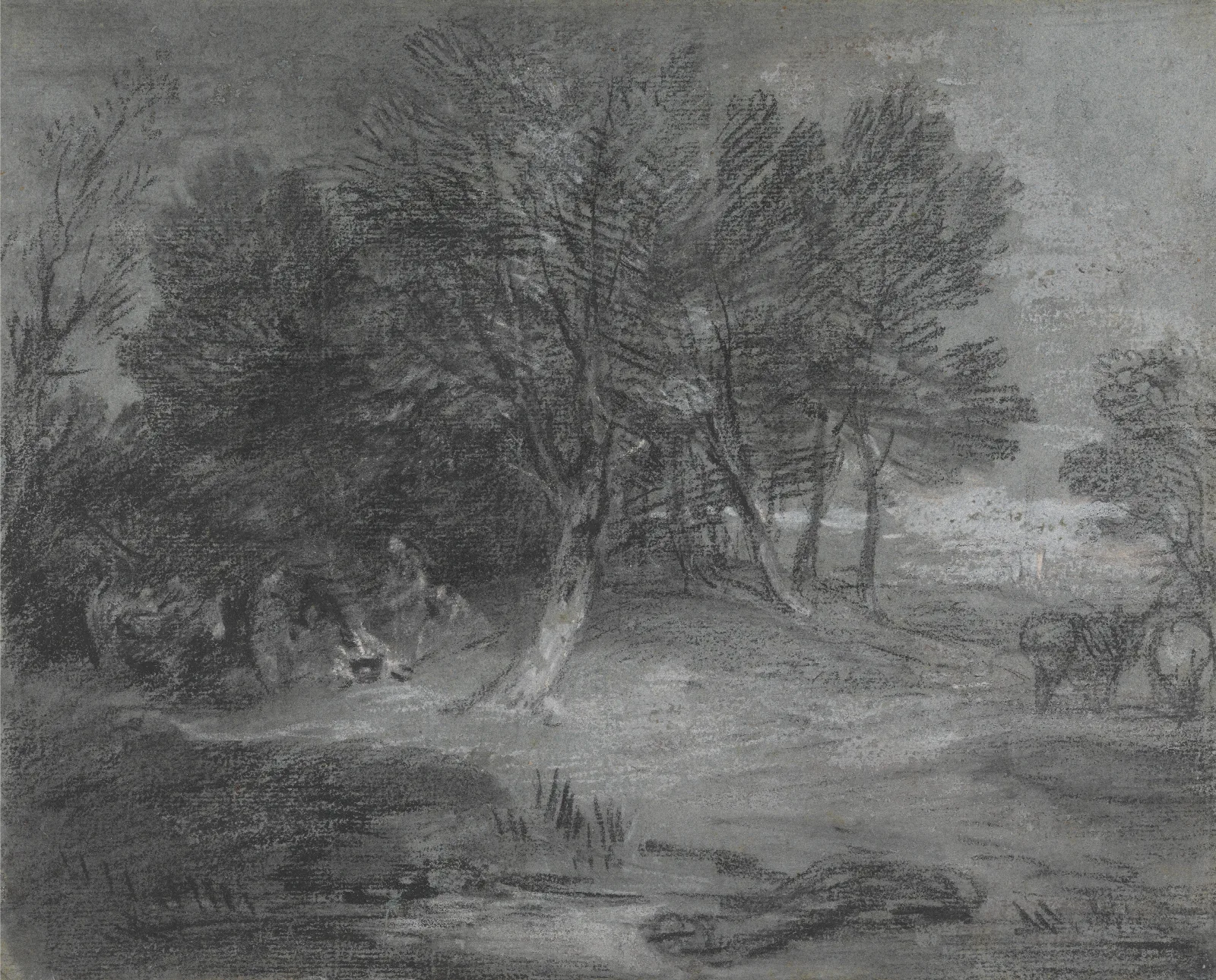 Wooded Landscape With Gypsy Encampment Wall Art by Thomas Gainsborough - Canvas Print