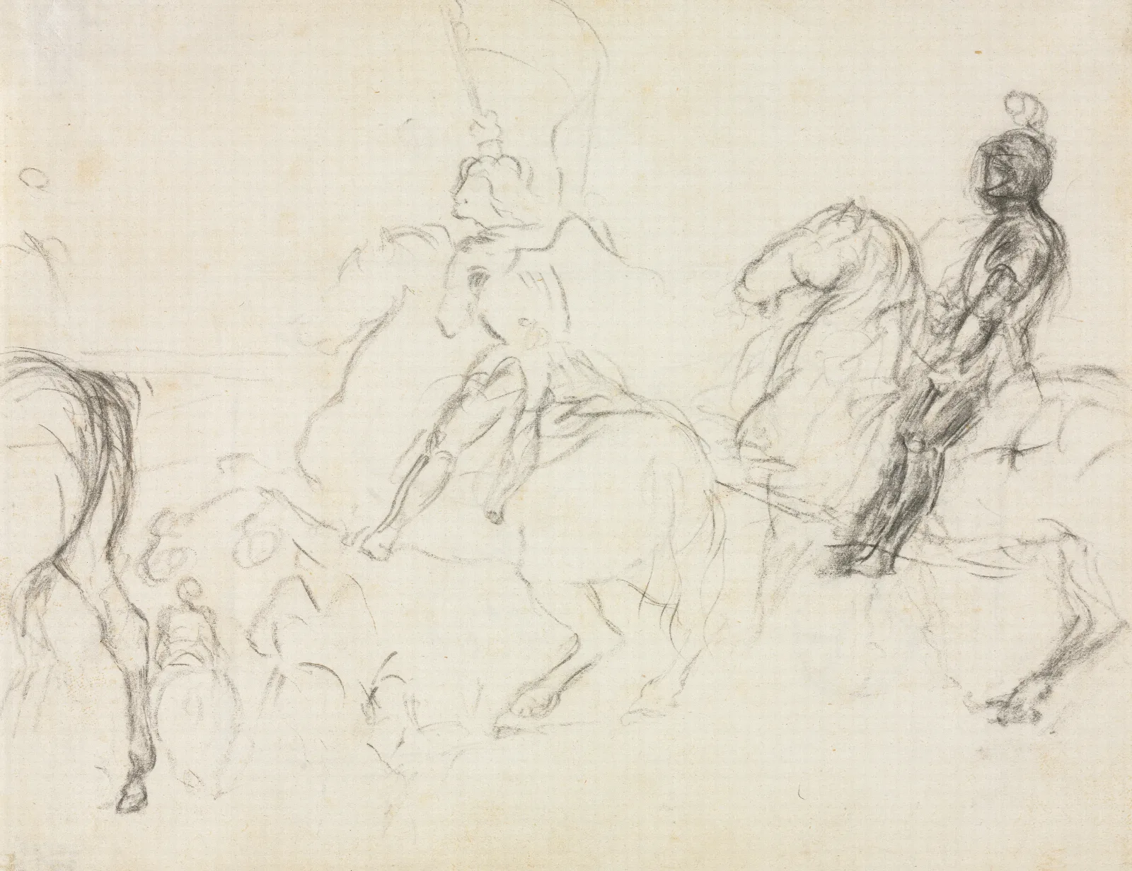 Battle Scene With Armored Figures On Horseback Recto Wall Art by Edgar Degas - Canvas Print