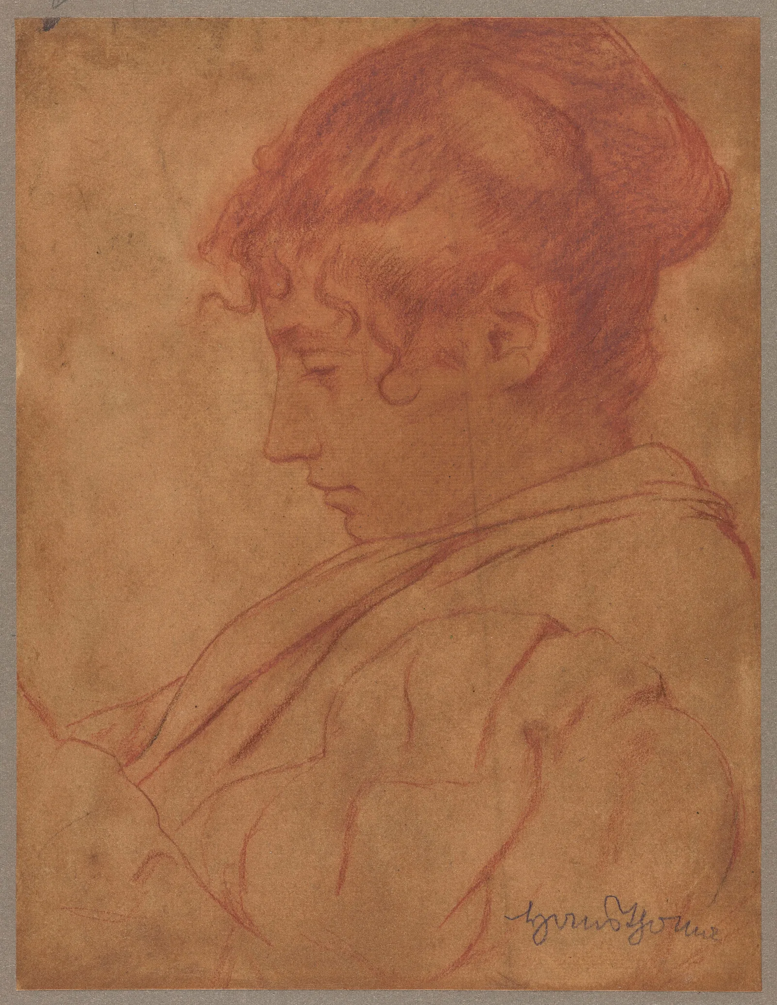 Bust Of A Young Woman In Profile 2 Wall Art by Hans Thoma - Canvas Print