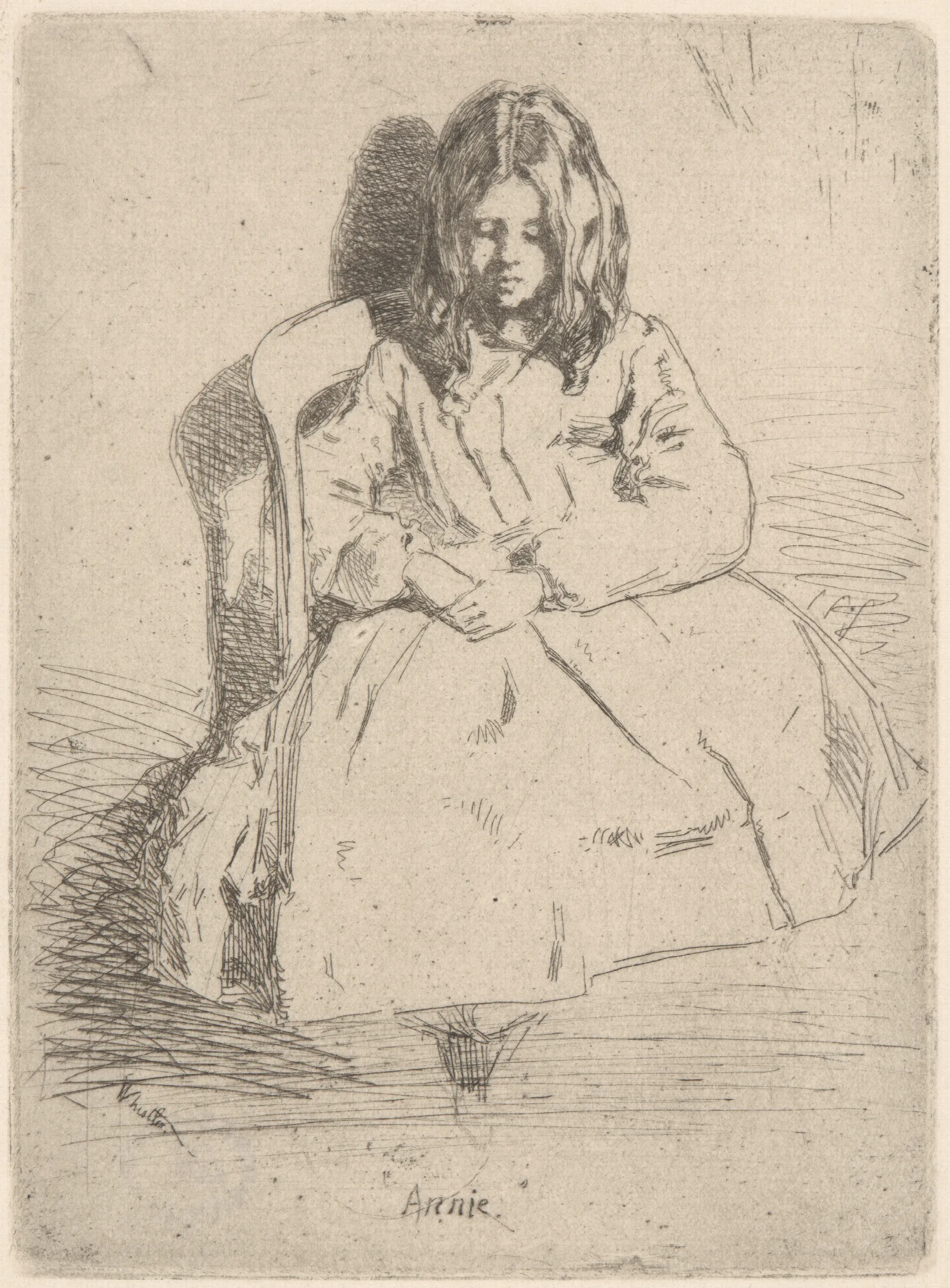 Annie Seated Wall Art by James Abbott McNeill Whistler - Canvas Print