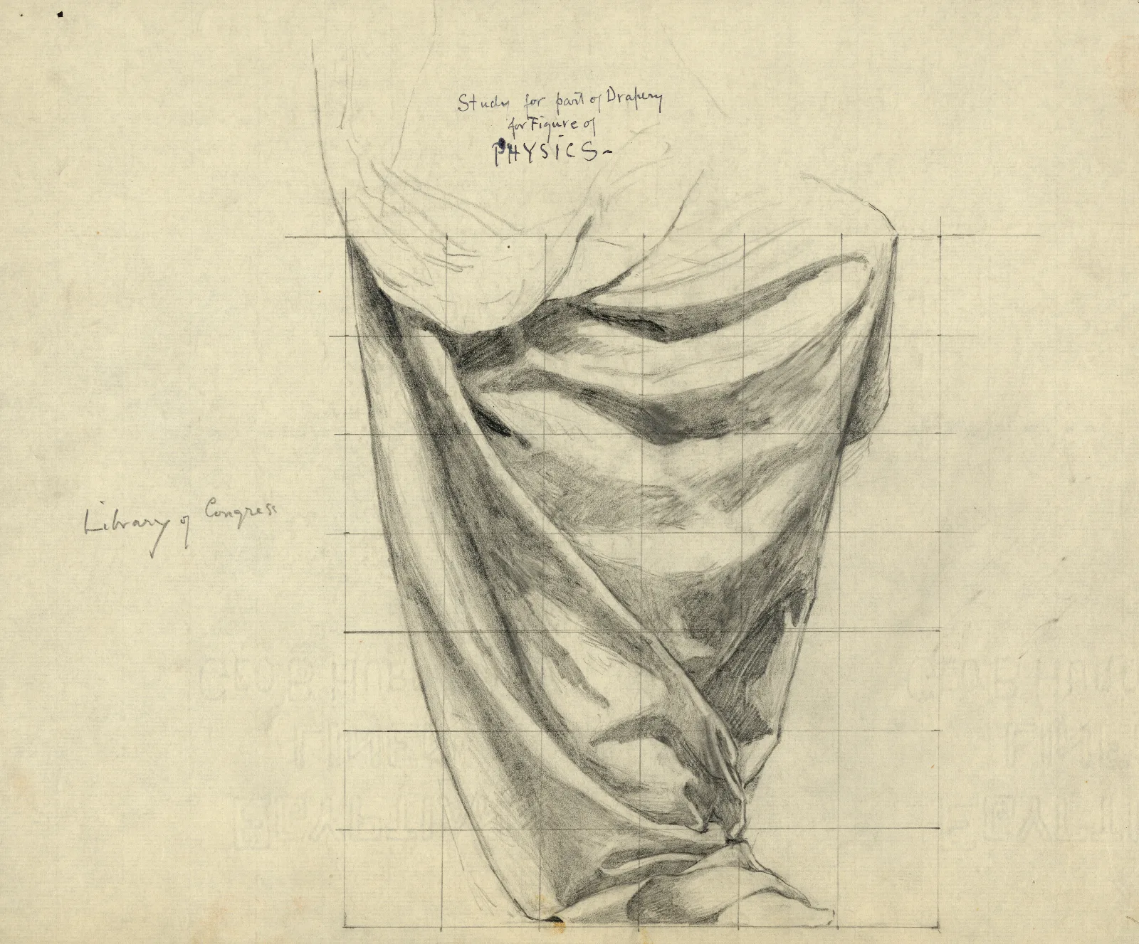 Study For Part Of Drapery For Figure Of Physics Wall Art by Kenyon Cox - Canvas Print