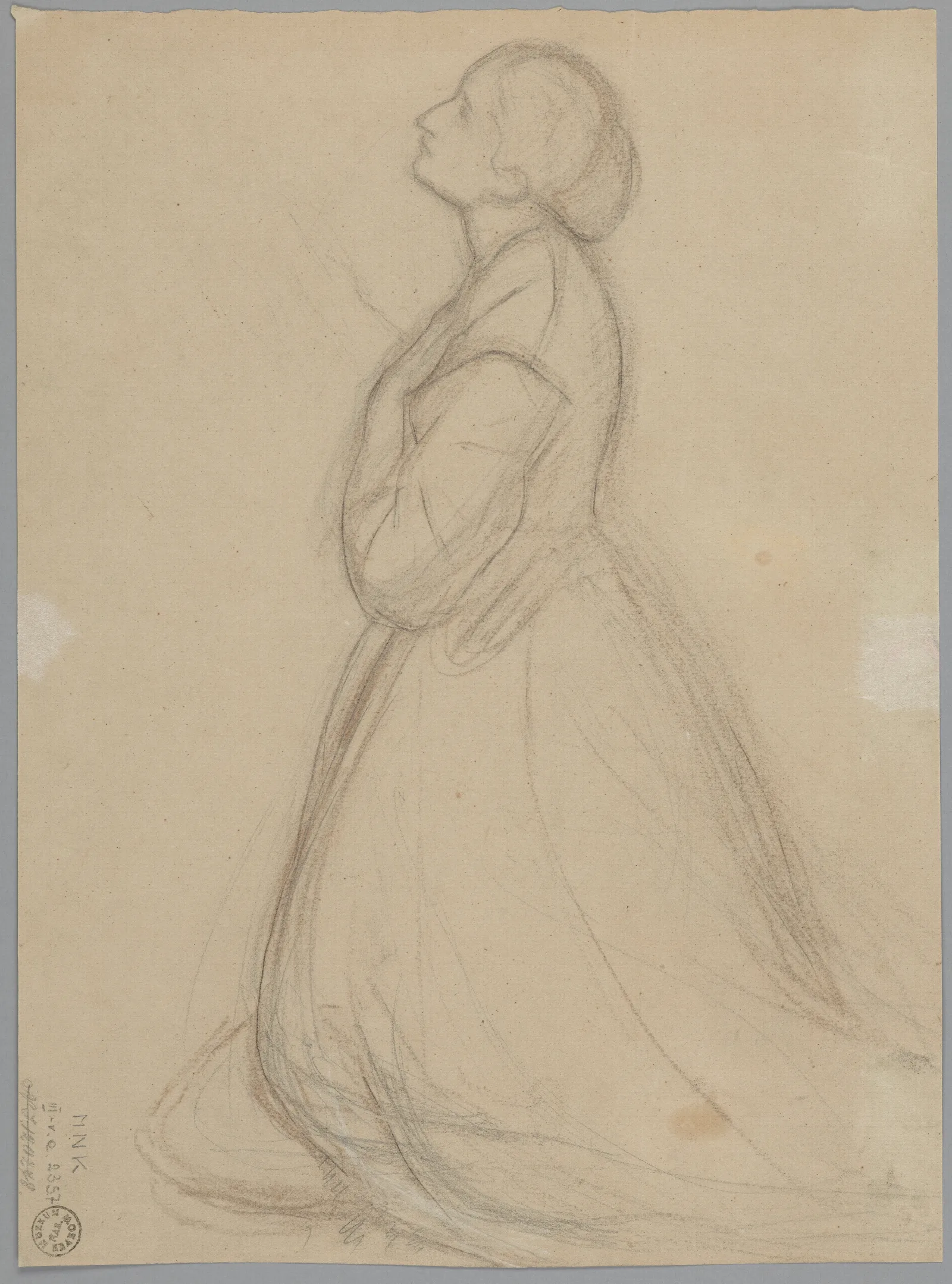 Sketch Of The Queen Figure For The Painting Queen Jadwigas Oath Wall Art by Józef Simmler - Canvas Print