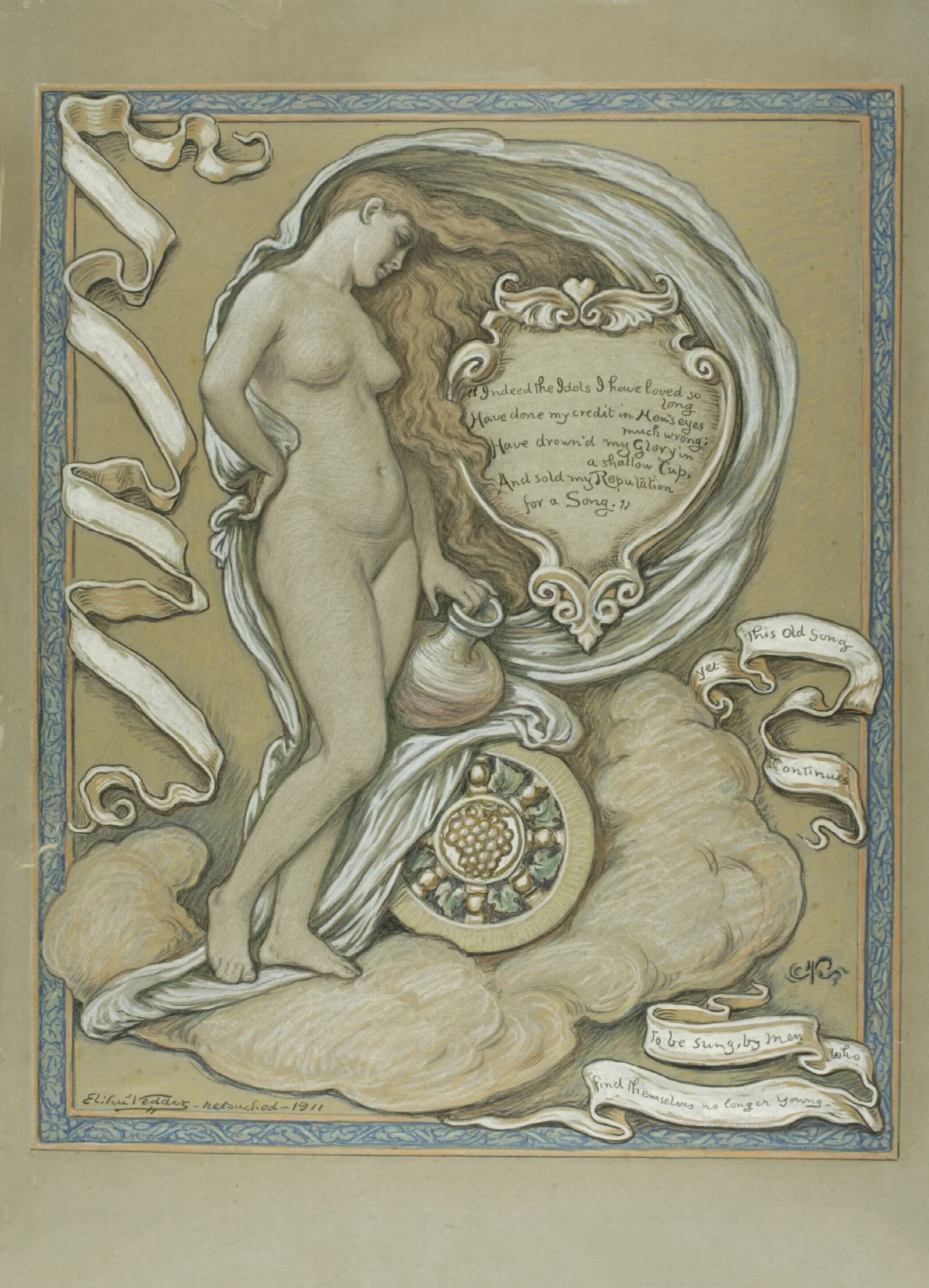 Figure Study For Rubaiyat Of Omar Khayyam Wall Art by Elihu Vedder - Canvas Print
