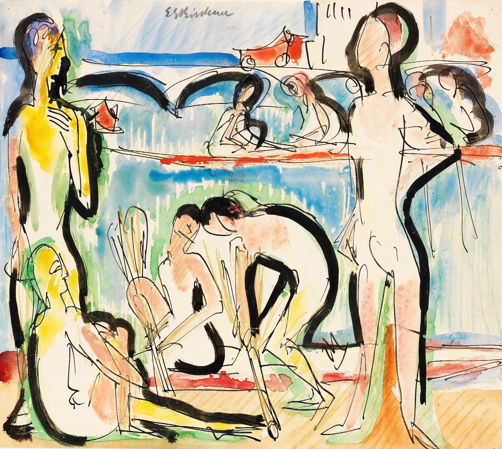 Ruderer Wall Art by Ernst Ludwig Kirchner - Canvas Print