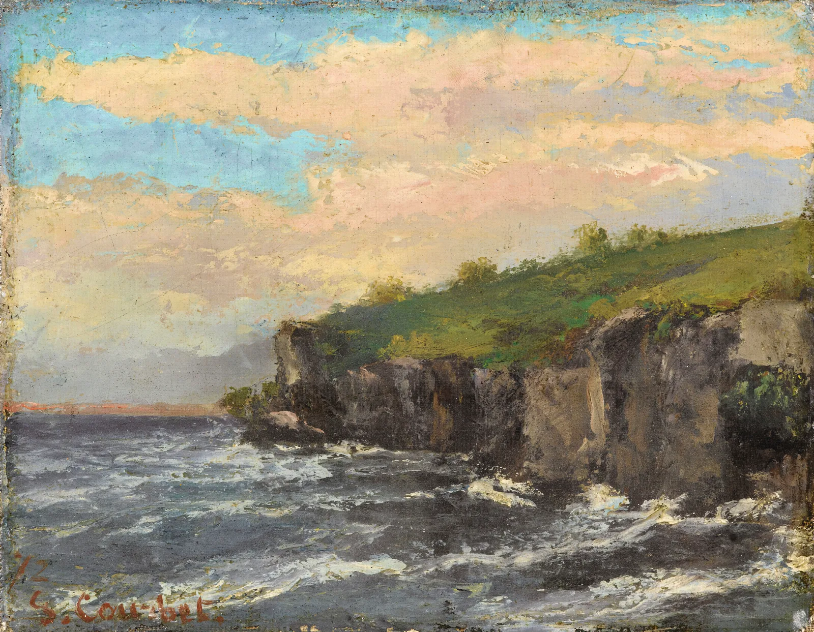 Cliff By The Water Wall Art by Gustave Courbet - Canvas Print