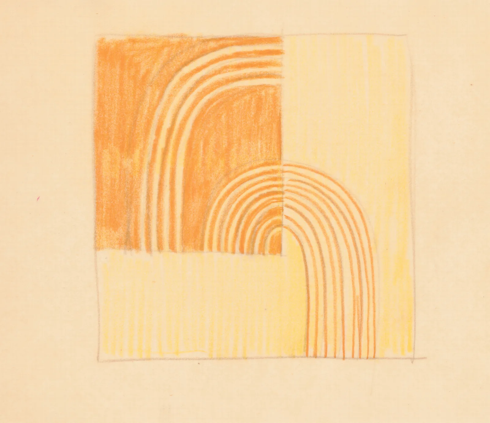 Miscellaneous Small Sketches For Inlaid Table Tops Design With Orange And Yellow Geometric Motif Wall Art by Winold Reiss - Canvas Print