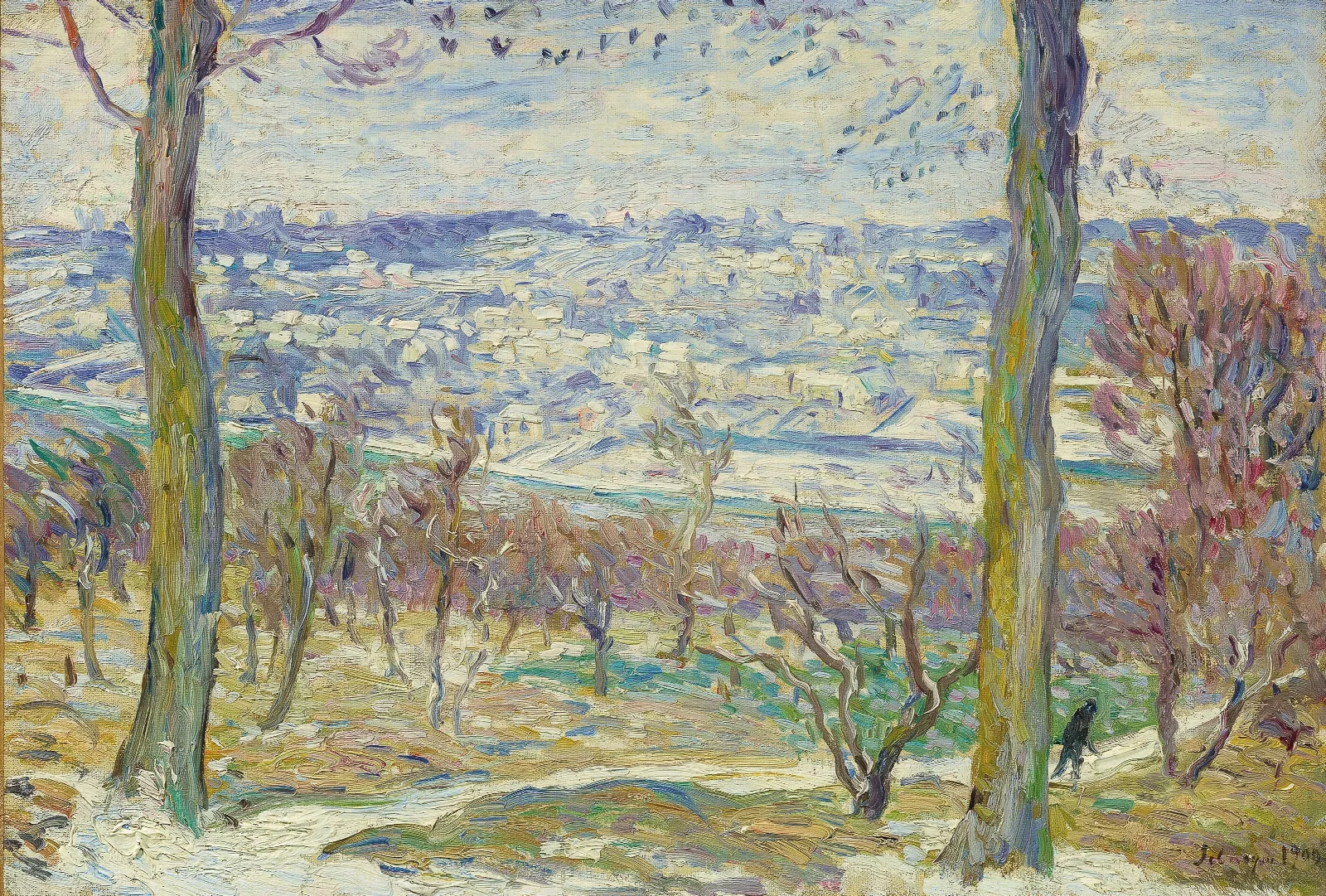 Paysage De Neige Aux Environs De Paris Wall Art by Henri Lebasque - Canvas Print