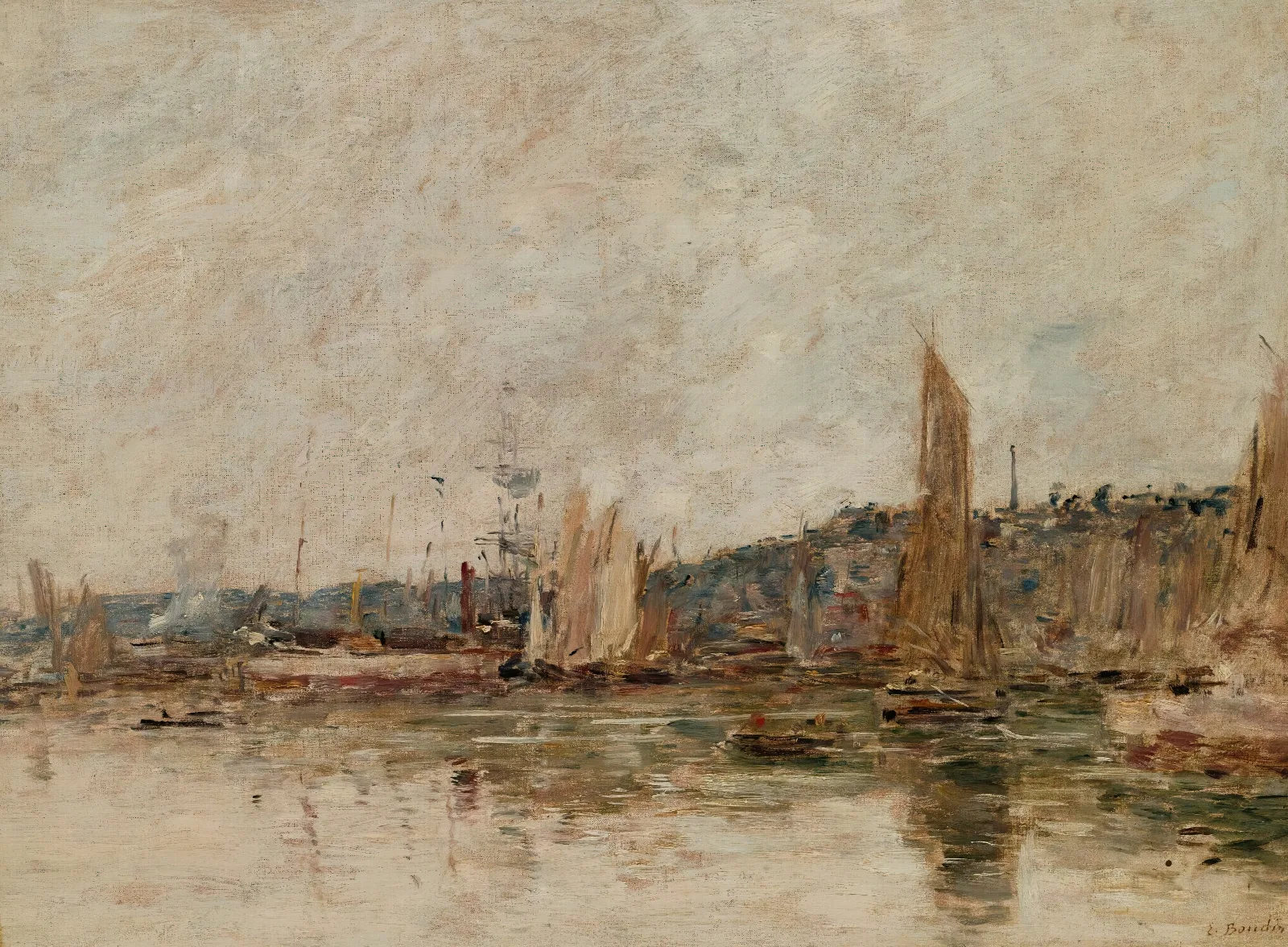Honfleur Le Port Le Matin Wall Art by Eugène Boudin - Canvas Print