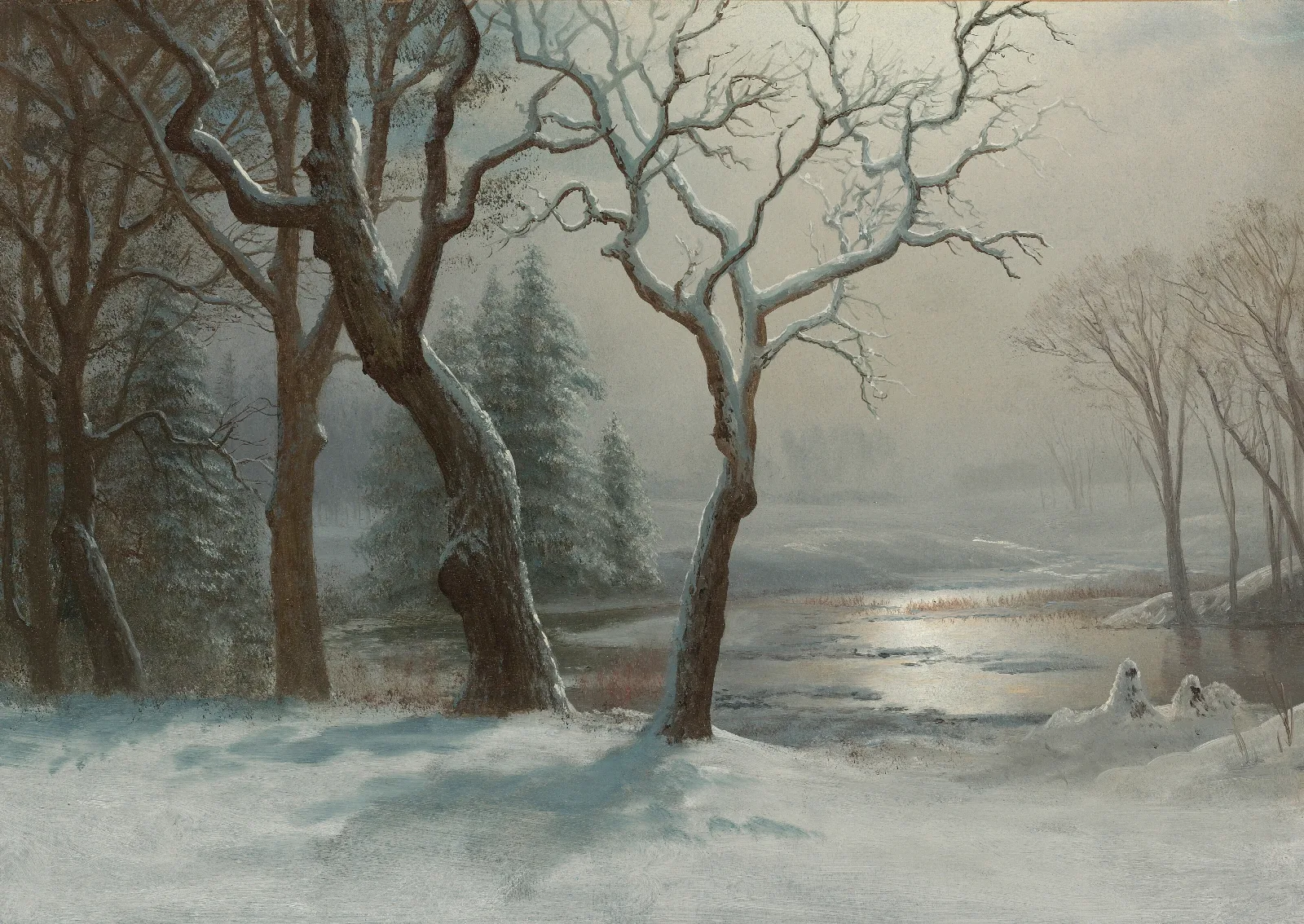 Winter In Yosemite 2 Wall Art by Albert Bierstadt - Canvas Print